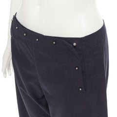 JEAN PAUL GAULTIER Vintage navy silver button wide leg nautical pants IT42 M