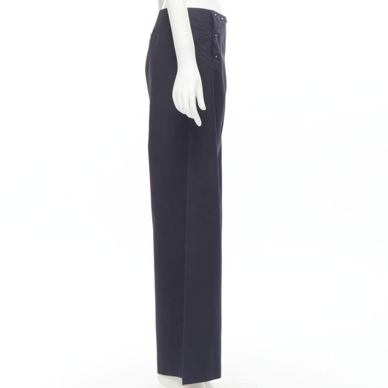 JEAN PAUL GAULTIER Vintage navy silver button wide leg nautical pants IT42 M In Excellent Condition For Sale In Hong Kong, NT