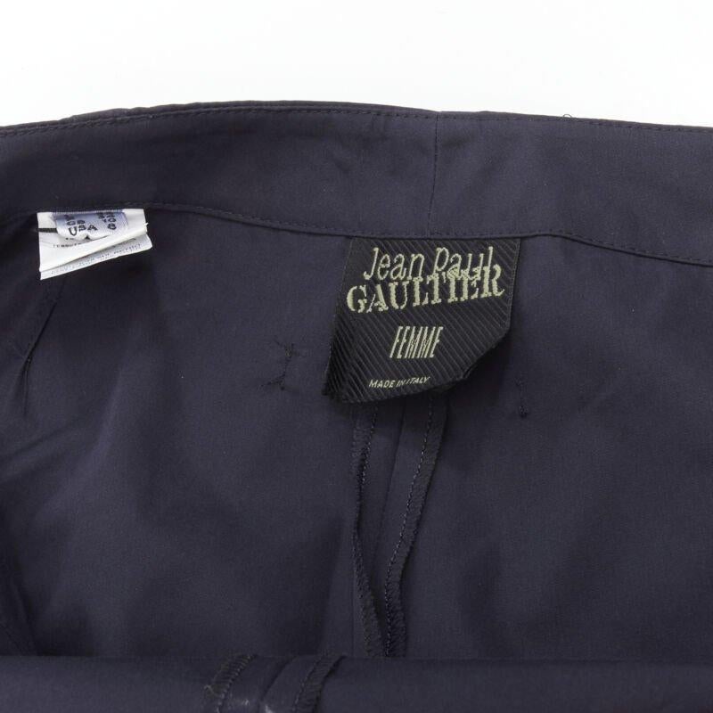 JEAN PAUL GAULTIER Vintage navy silver button wide leg nautical pants IT42 M For Sale 4