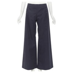 JEAN PAUL GAULTIER Vintage navy silver button wide leg nautical pants IT42 M
