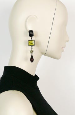 JEAN PAUL GAULTIER Vintage Novelty Lips Print Dangling Earrings