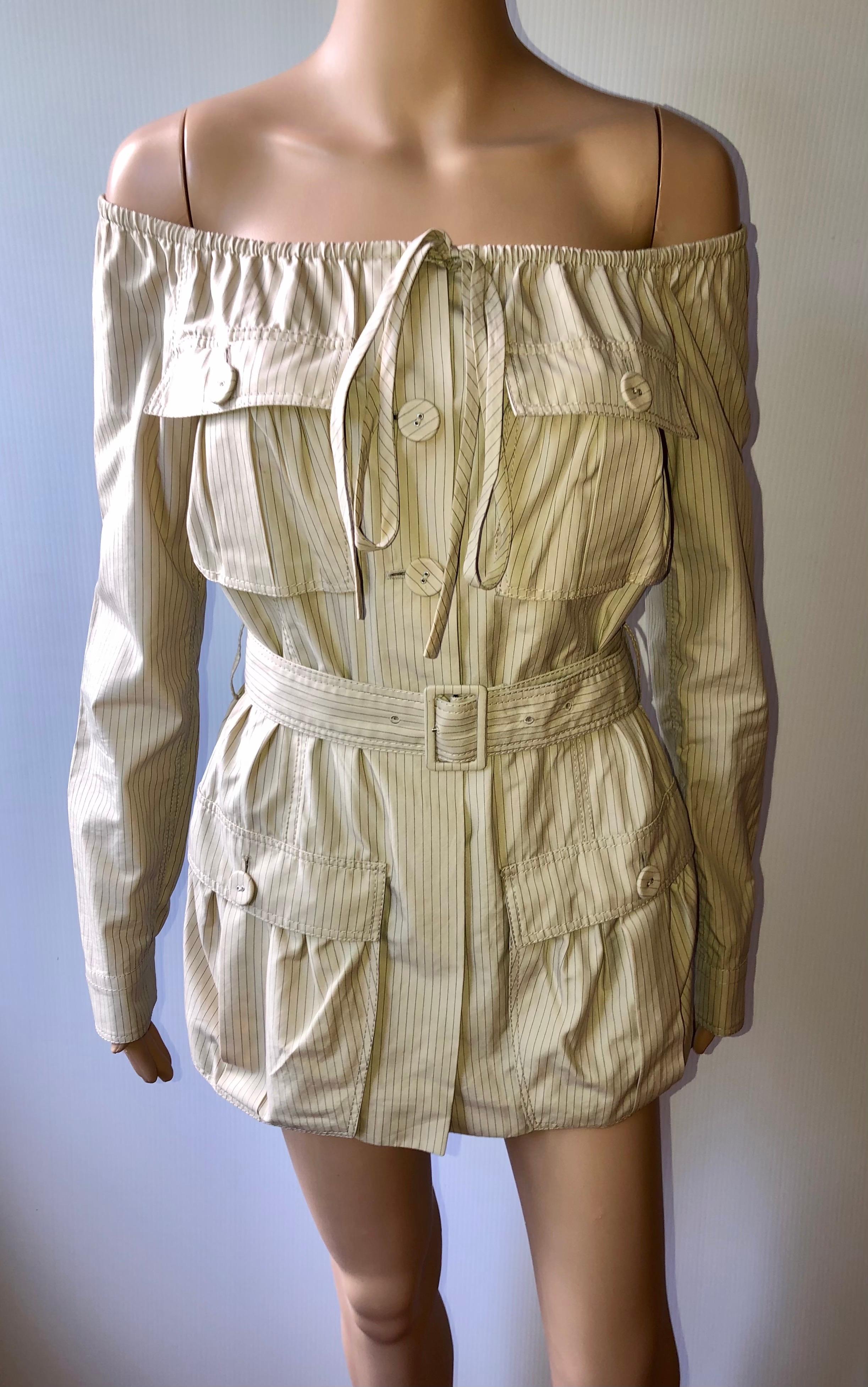 schulterfreies Tunika-Blazerkleid von Jean Paul Gaultier Resort 2011 (Beige) im Angebot