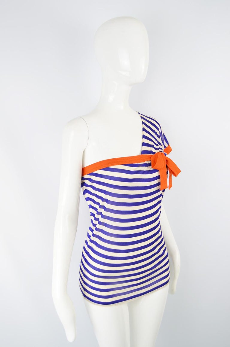Jean Paul Gaultier Vintage One Shouldered Nautical Stripe Vintage ...