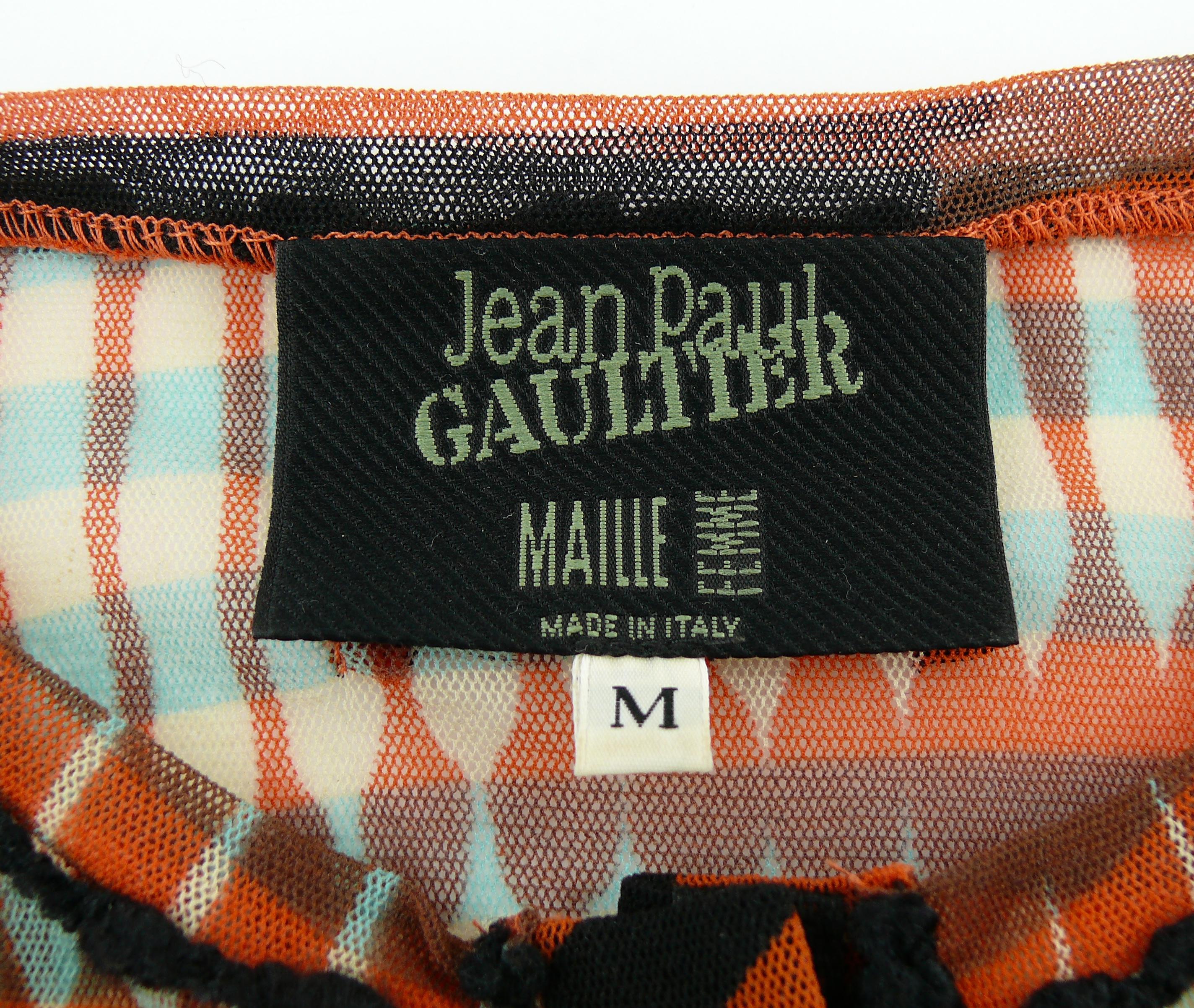 Jean Paul Gaultier Vintage Op Art Kinetic Dietrich Sheer Mesh Cardigan Size M In Excellent Condition In Nice, FR