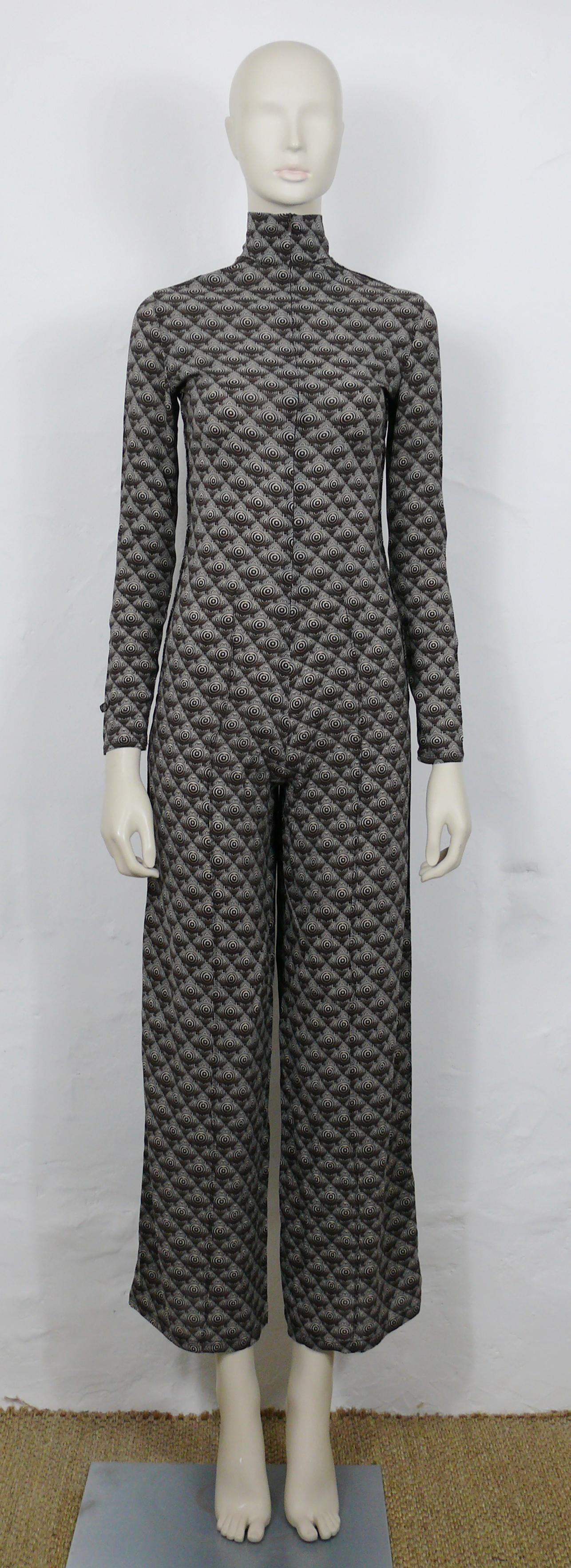 Jean Paul Gaultier Vintage Op Art Long Sleeve Jumpsuit US Size 8 In Excellent Condition For Sale In Nice, FR