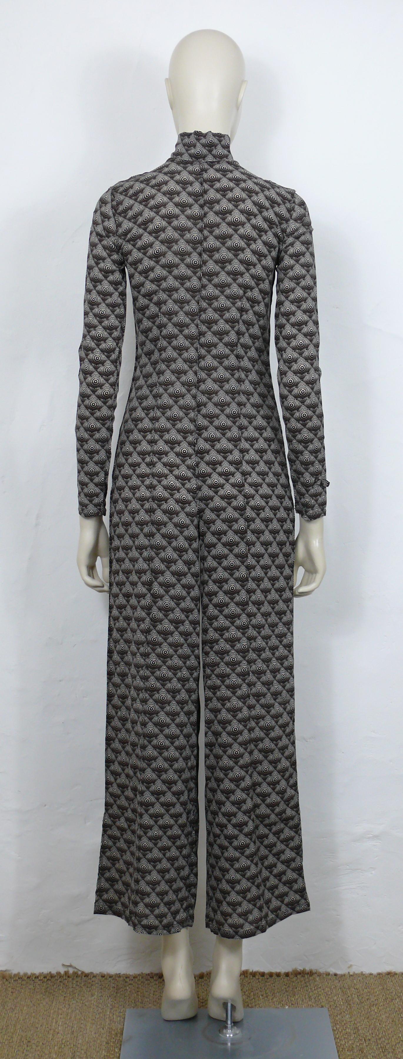 Jean Paul Gaultier Vintage Op Art Long Sleeve Jumpsuit US Size 8 For Sale 2