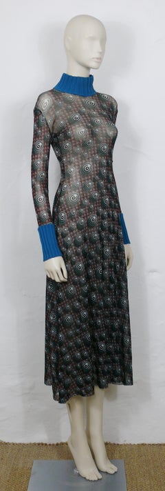 Jean Paul Gaultier Vintage Op Art Sheer Mesh Dress Size M