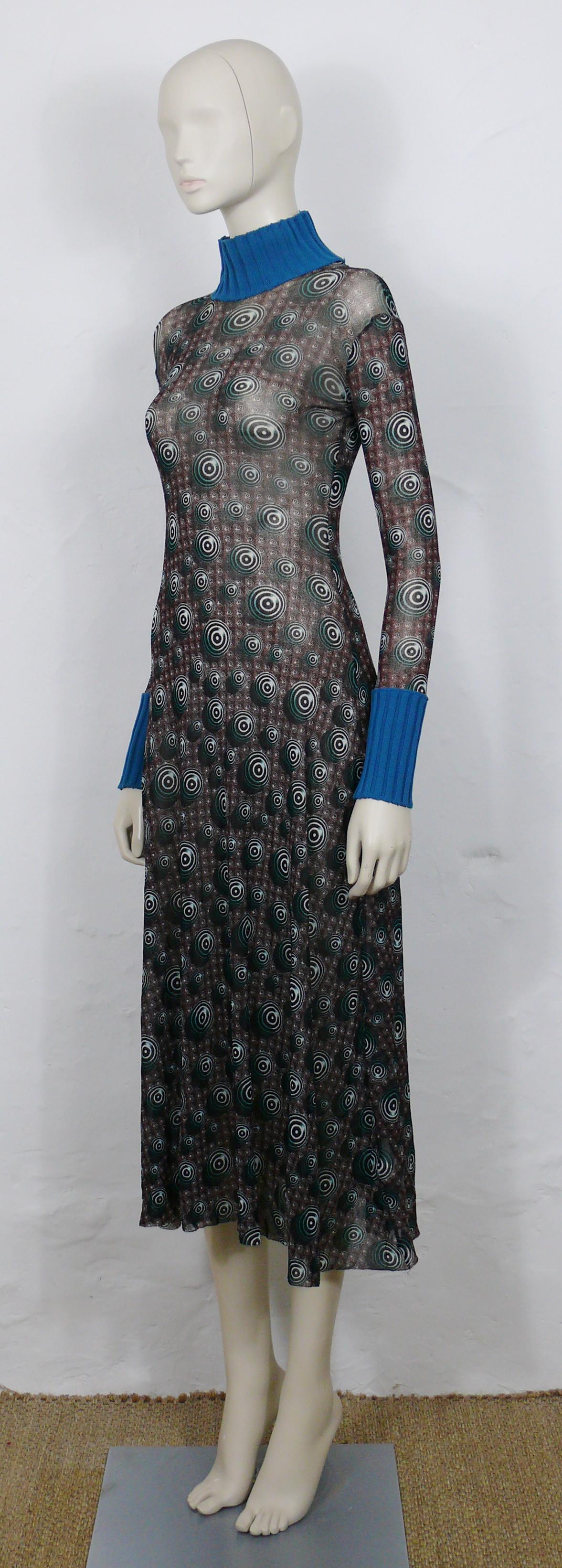Jean Paul Gaultier Vintage Op Art Sheer Mesh Dress Size M For Sale 1