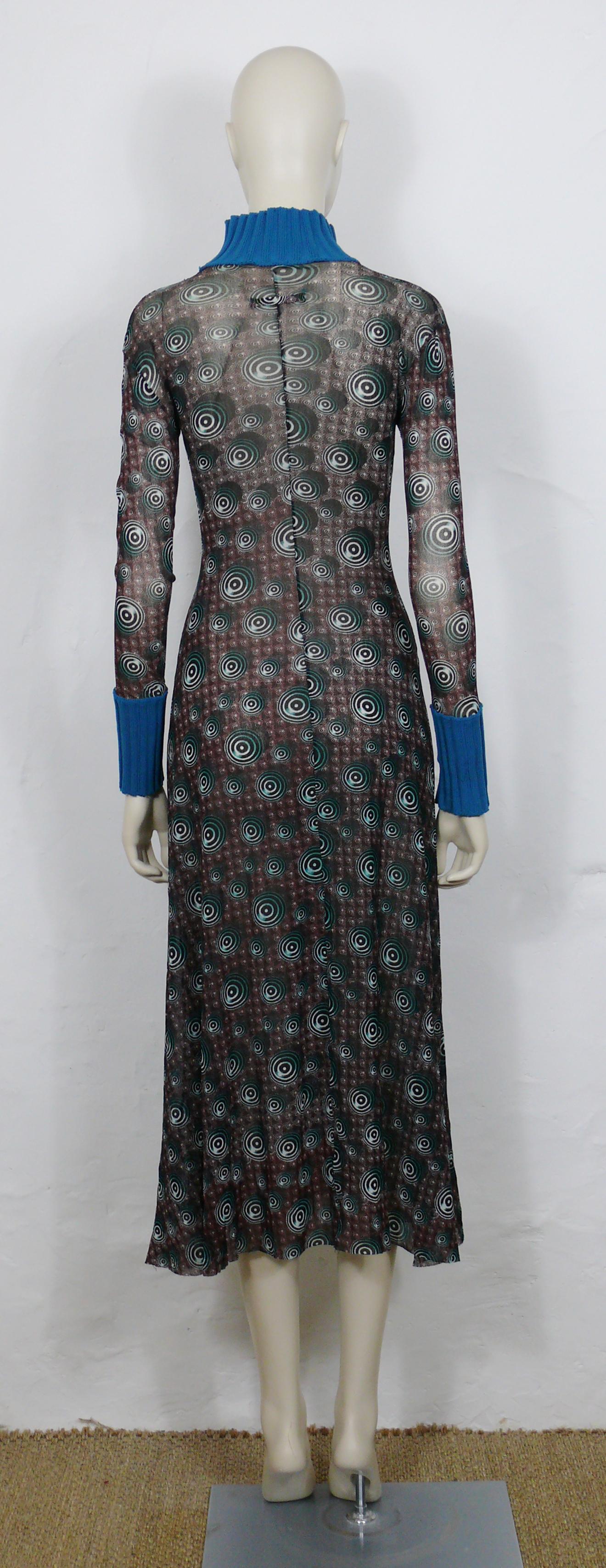 Jean Paul Gaultier Vintage Op Art Sheer Mesh Dress Size M For Sale 2