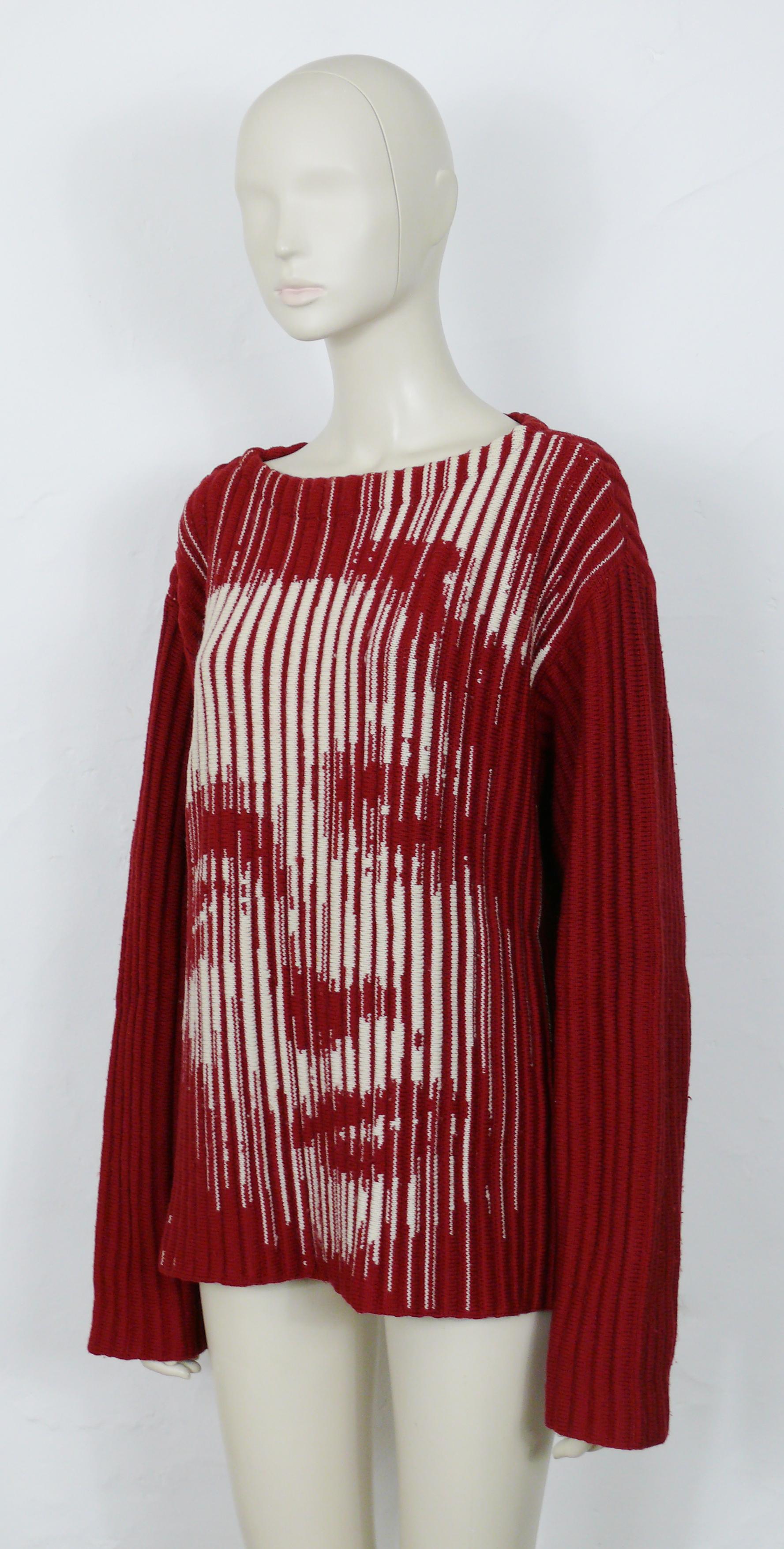 Red Jean Paul Gaultier Vintage Optical Illusion Dietrich Mens Sweater Size L