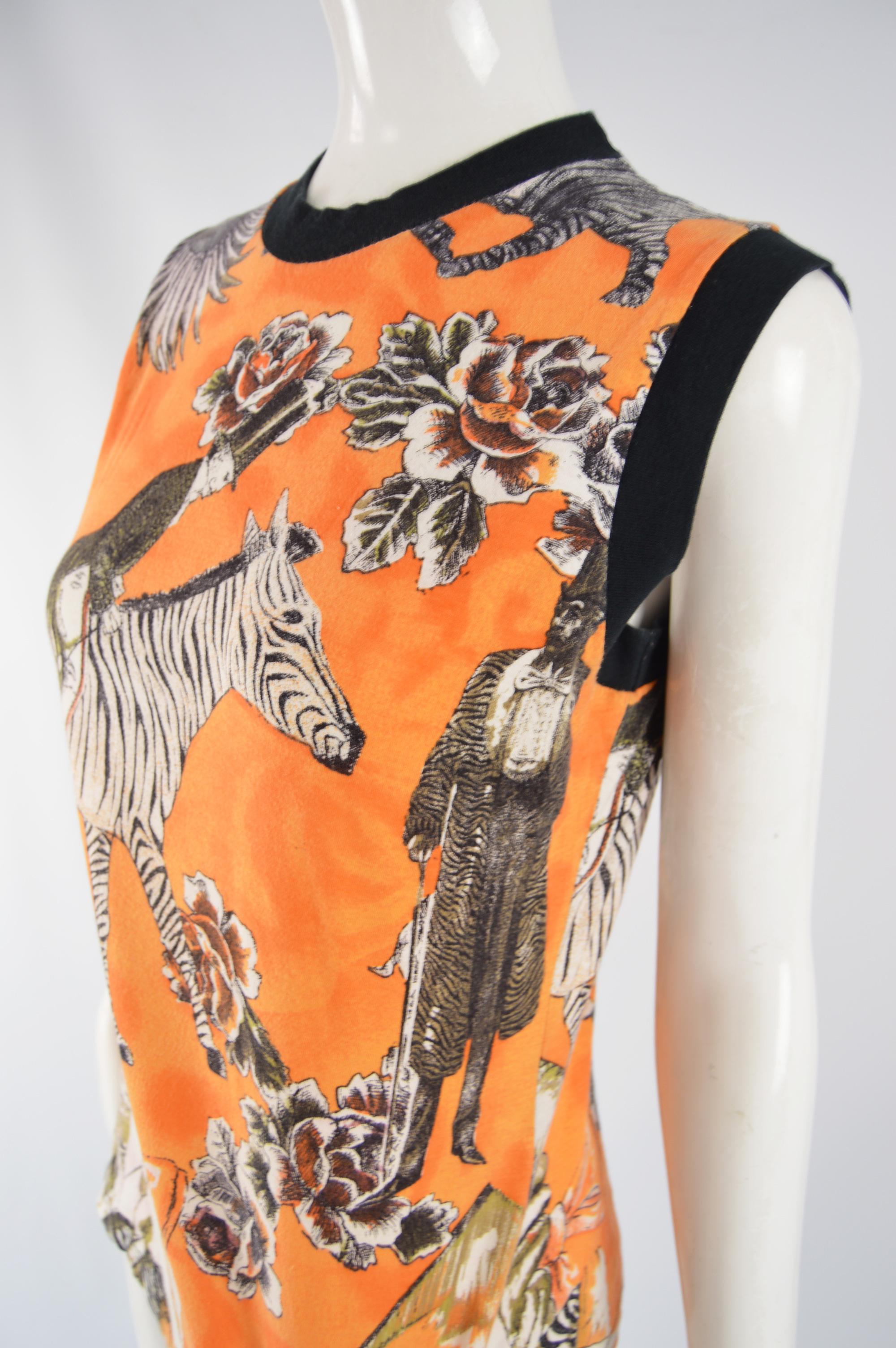 Jean Paul Gaultier Vintage Orange Pop Art Vest Tank Top In Good Condition In Doncaster, South Yorkshire