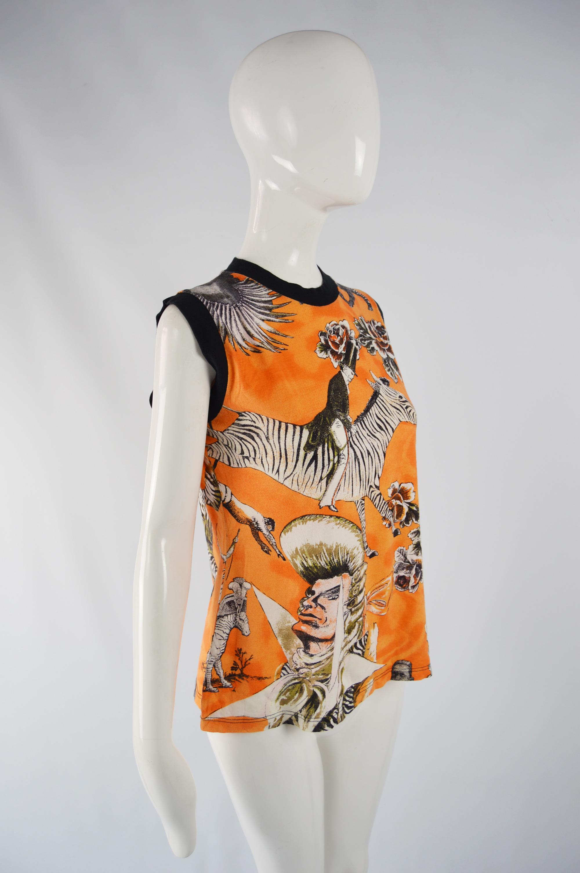 Women's or Men's Jean Paul Gaultier Vintage Orange Pop Art Vest Tank Top