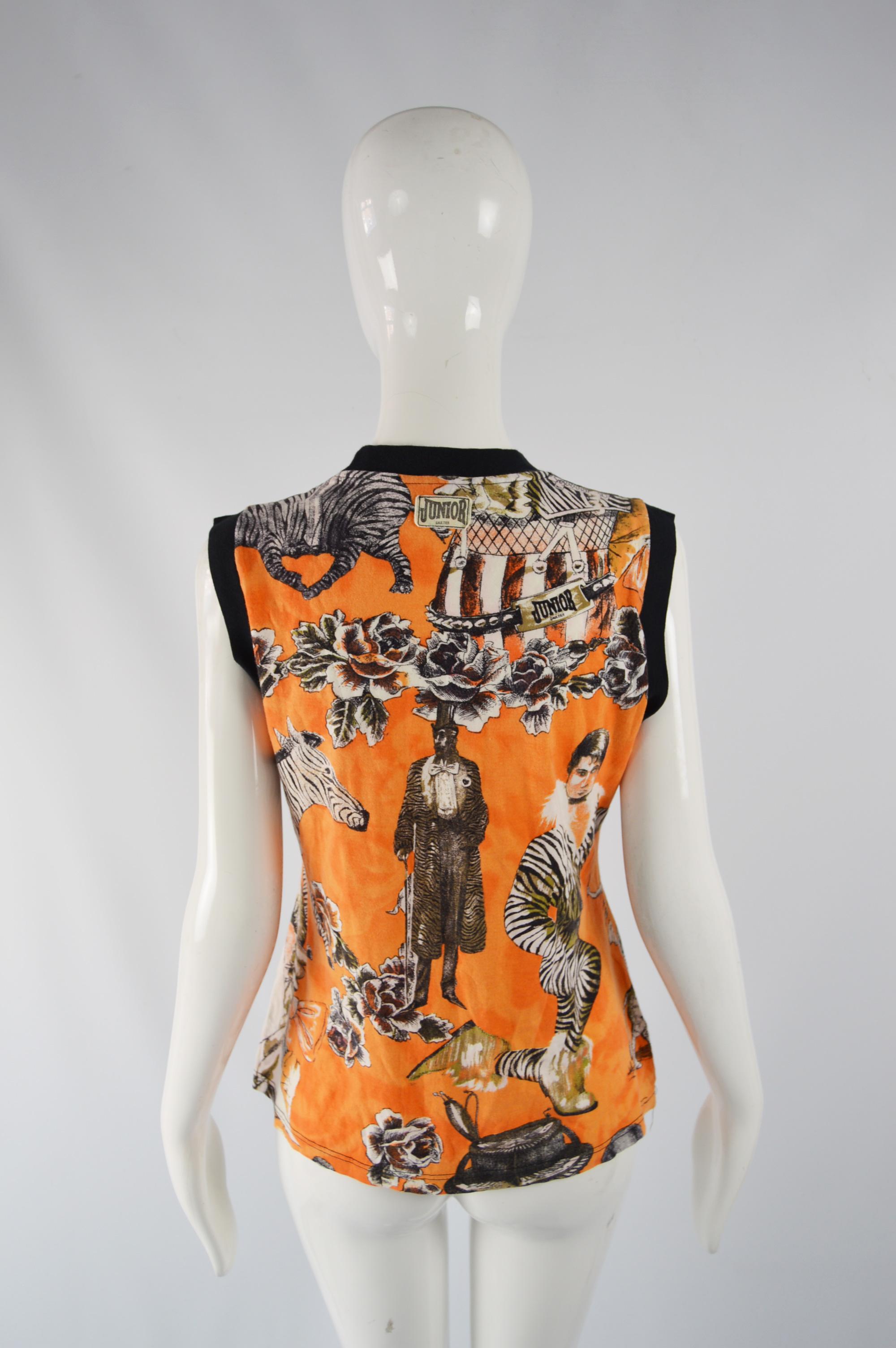 Jean Paul Gaultier Vintage Orange Pop Art Vest Tank Top 1