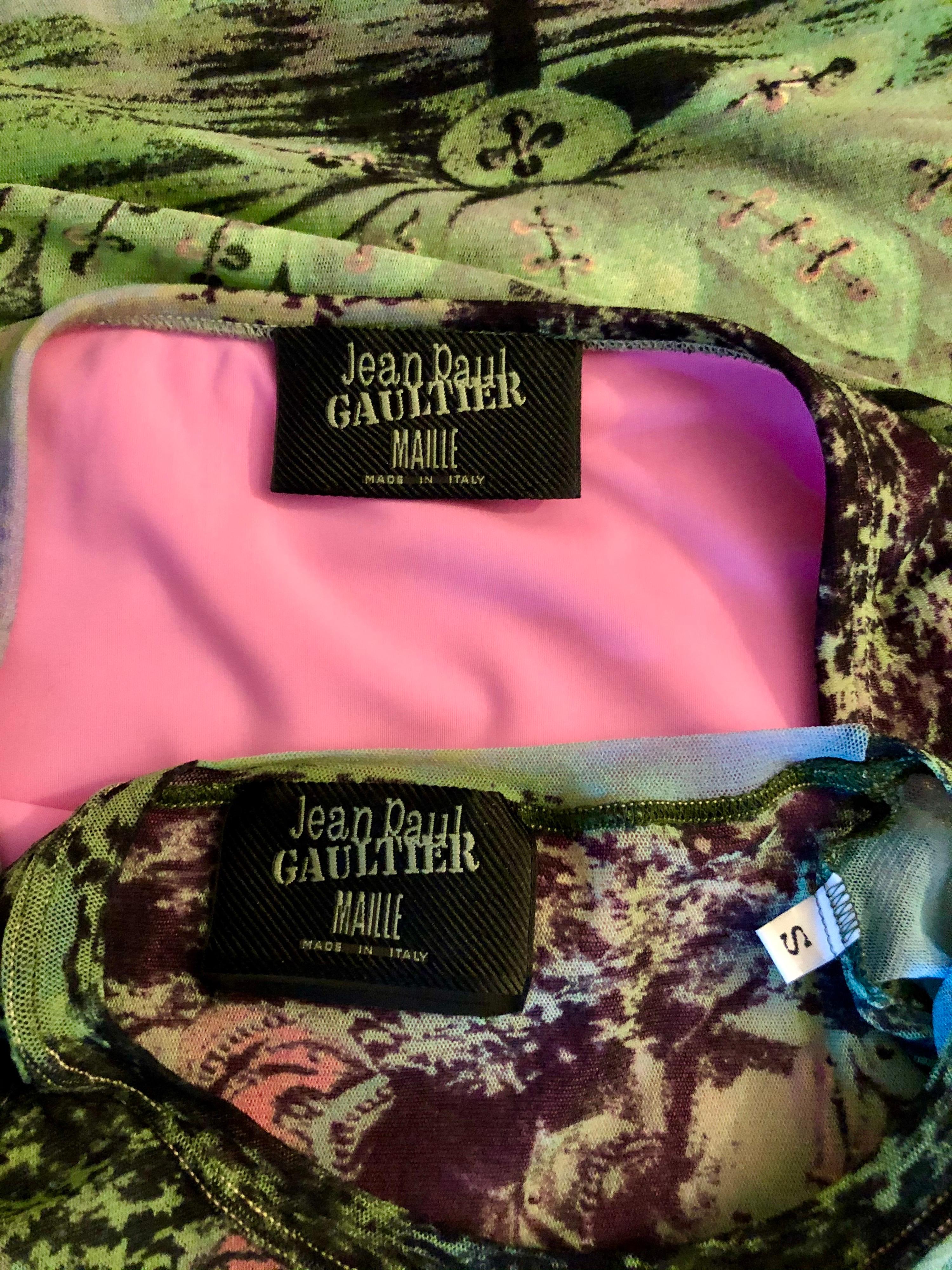 Conjunto de 2 piezas Jean Paul Gaultier Vintage Baño Oriental Top y Falda de Malla 7