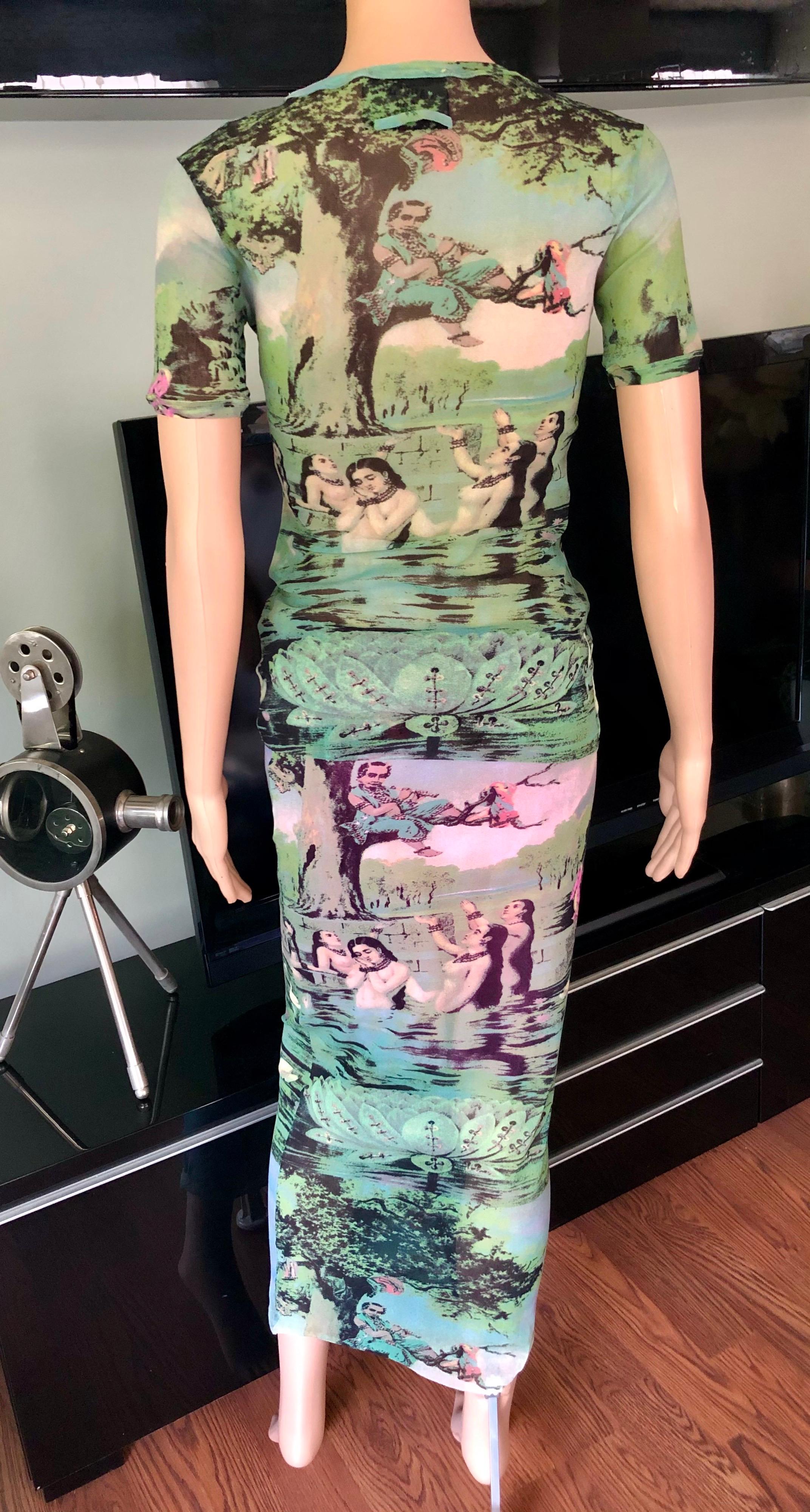 Jean Paul Gaultier Vintage Bodycon Oriental Bath Print Mesh Top & Maxi Skirt Ensemble 2 Piece Set Size S

Please note the size tag on the skirt has been removed and the top is S.

