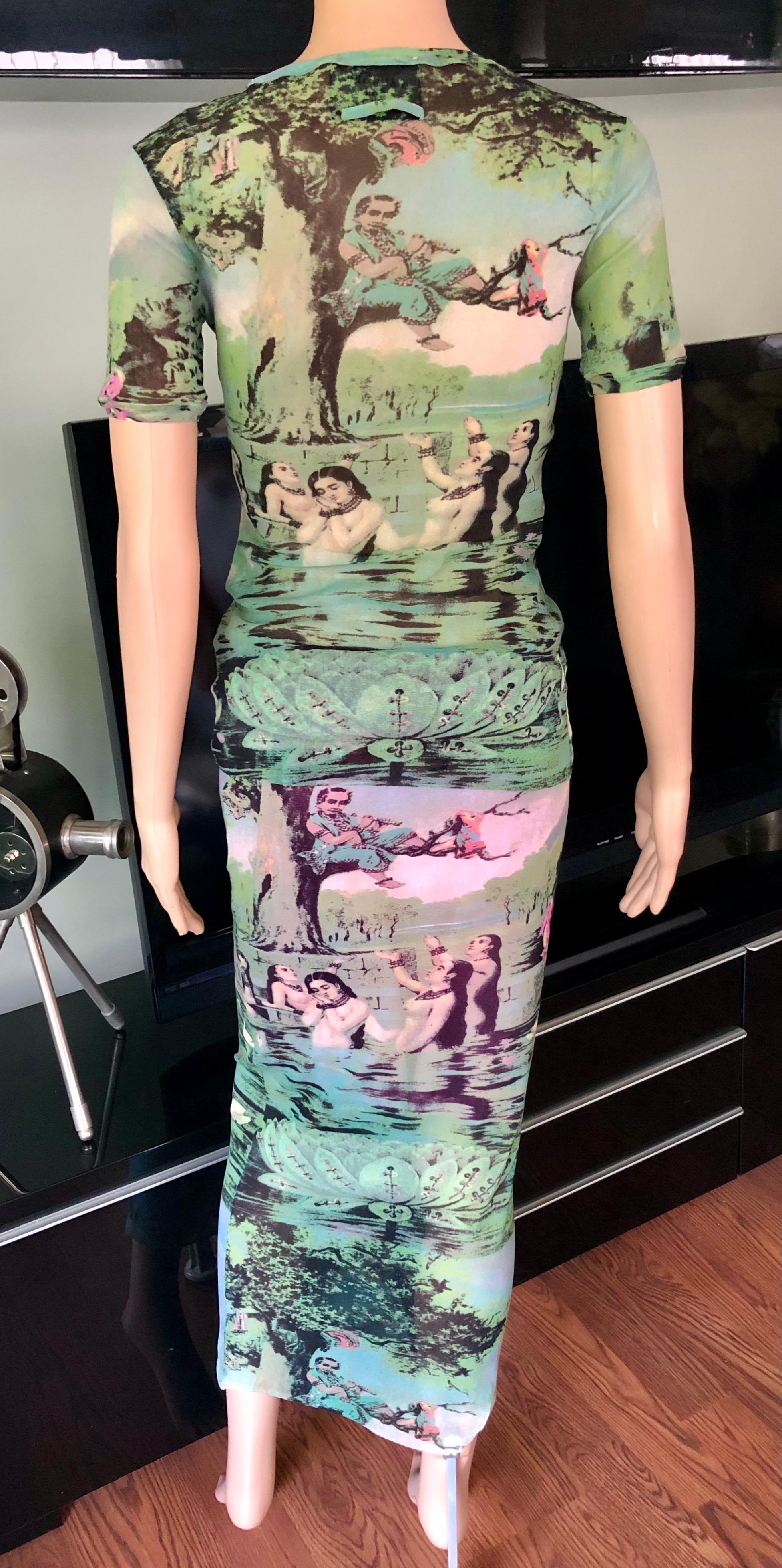 Conjunto de 2 piezas Jean Paul Gaultier Vintage Baño Oriental Top y Falda de Malla en Bueno Estado en Naples, FL