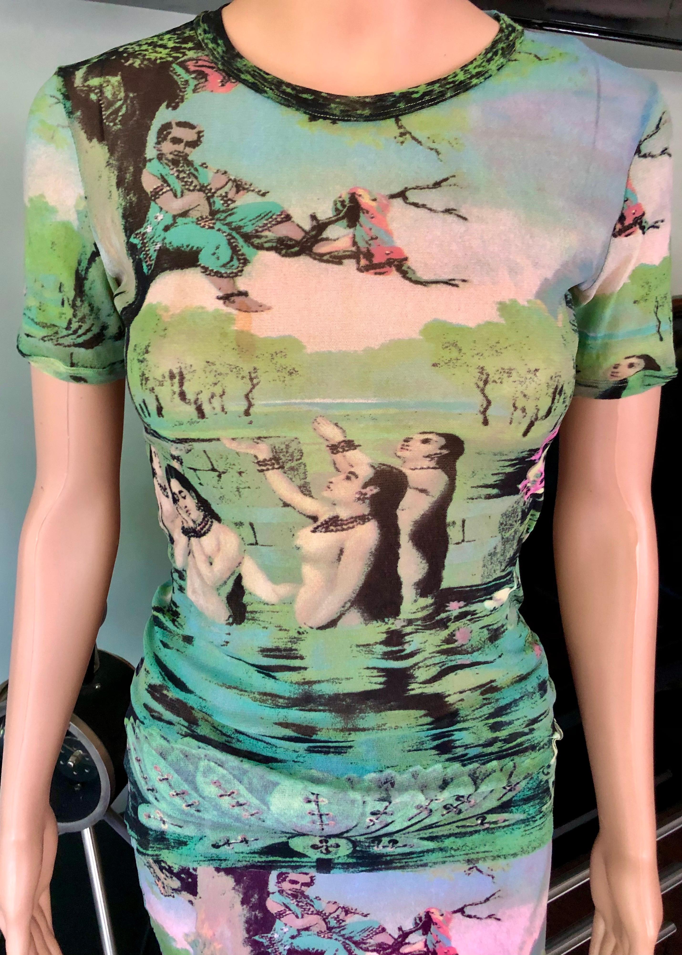 Conjunto de 2 piezas Jean Paul Gaultier Vintage Baño Oriental Top y Falda de Malla 2