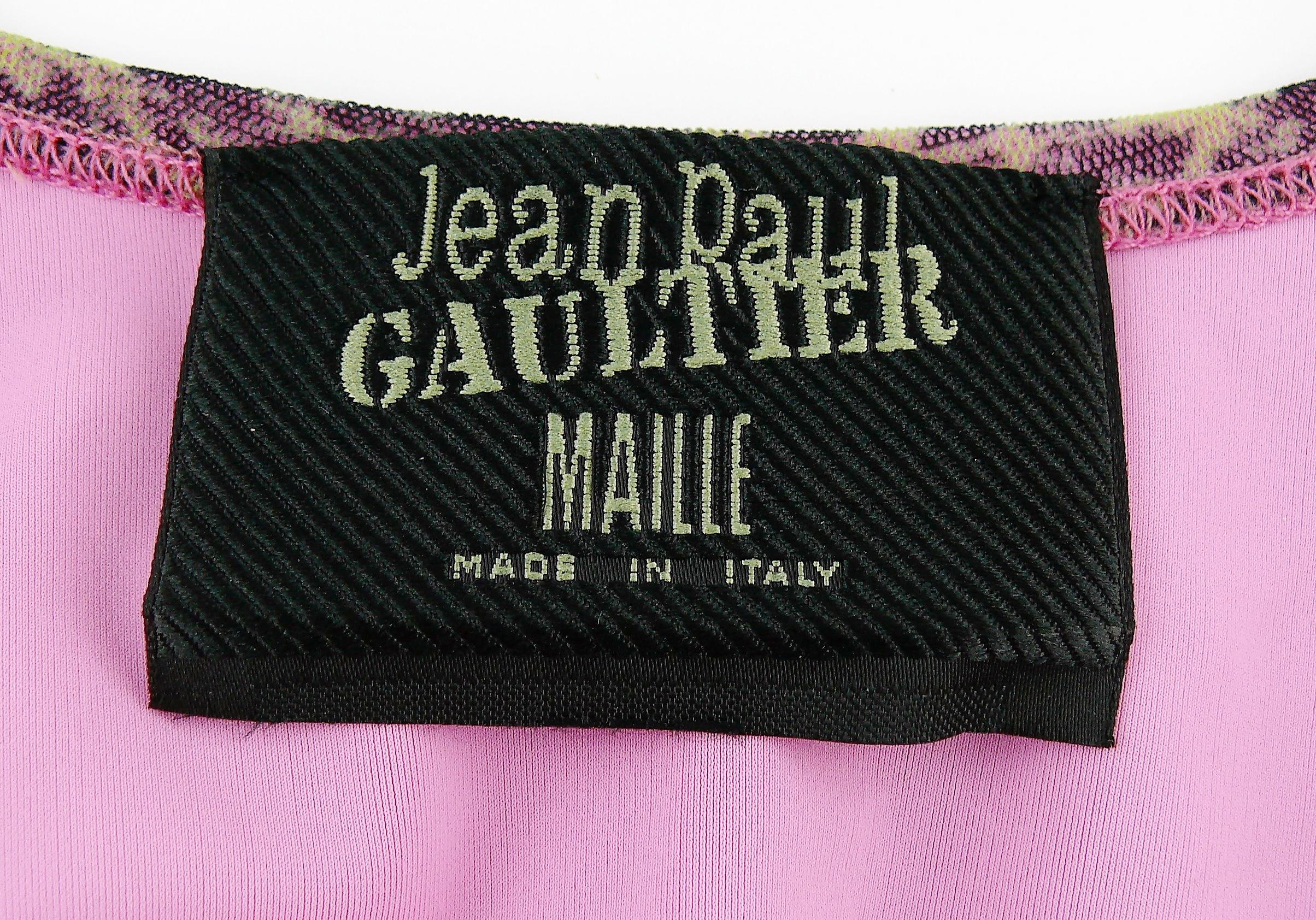 Jean Paul Gaultier Vintage Oriental Bath Print Mesh Tank Micro Mini Dress Size L 3