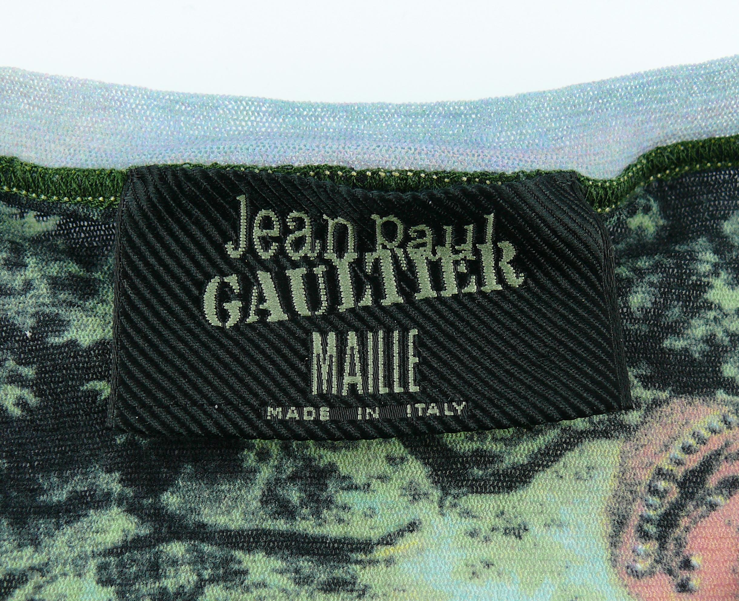 Brown Jean Paul Gaultier Vintage Oriental Bath Print Sheer Mesh T-Shirt Size M