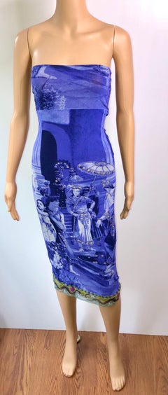 Jean Paul Gaultier Vintage S/S 1998 Frida Kahlo Bodycon Semi-Sheer Mesh Dress