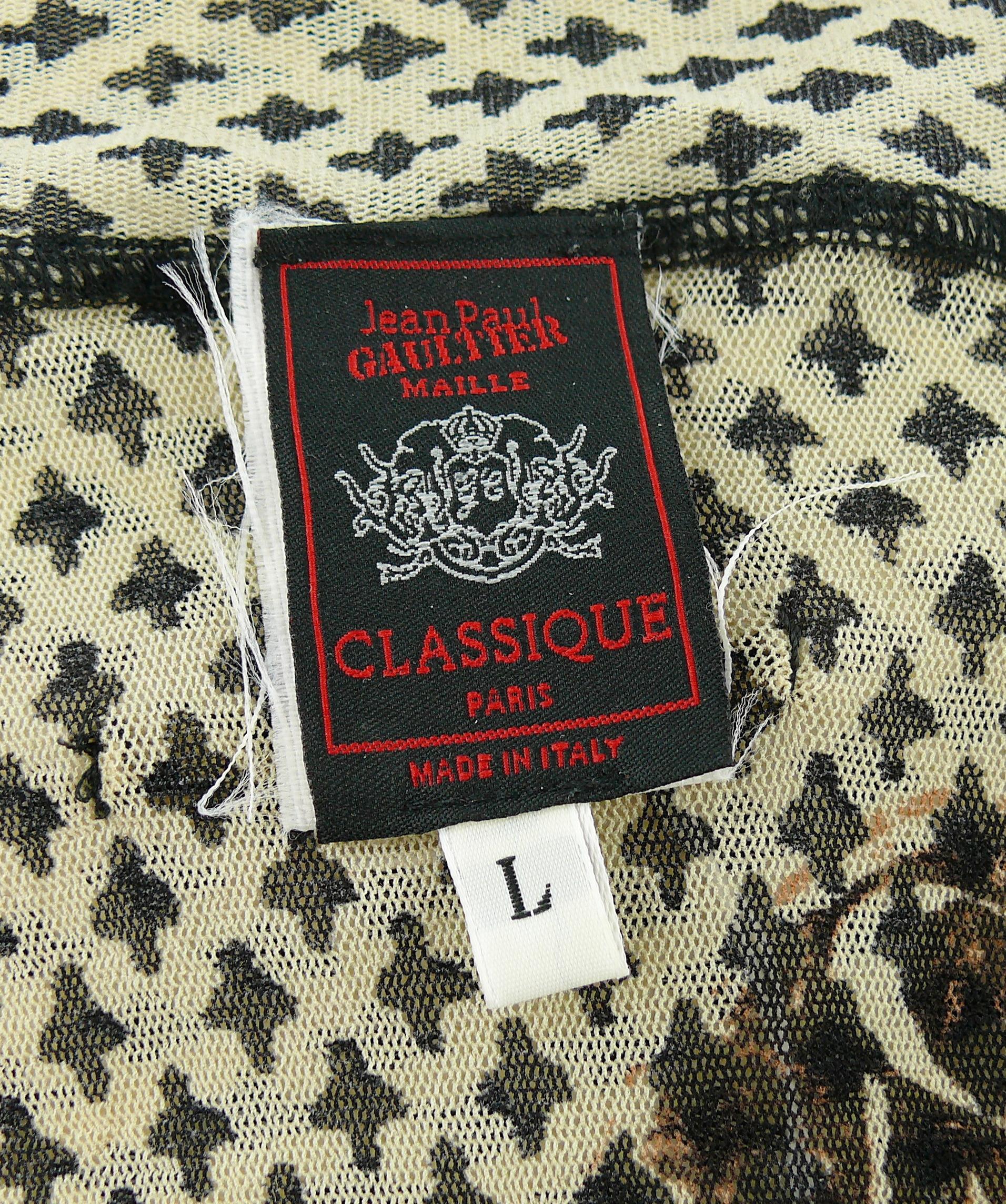 Jean Paul Gaultier - Haut vintage en maille transparente avec tatouage oriental, taille L en vente 4