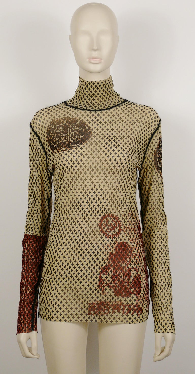 GAULTIER Japanese tattoo print mesh top
