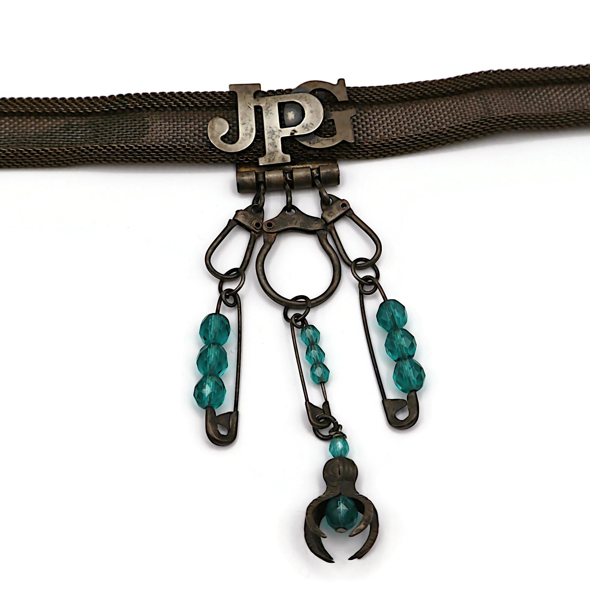 JEAN PAUL GAULTIER (Zugeschrieben) Vintage Choker-Halskette aus oxidiertem Metallgeflecht im Angebot 2