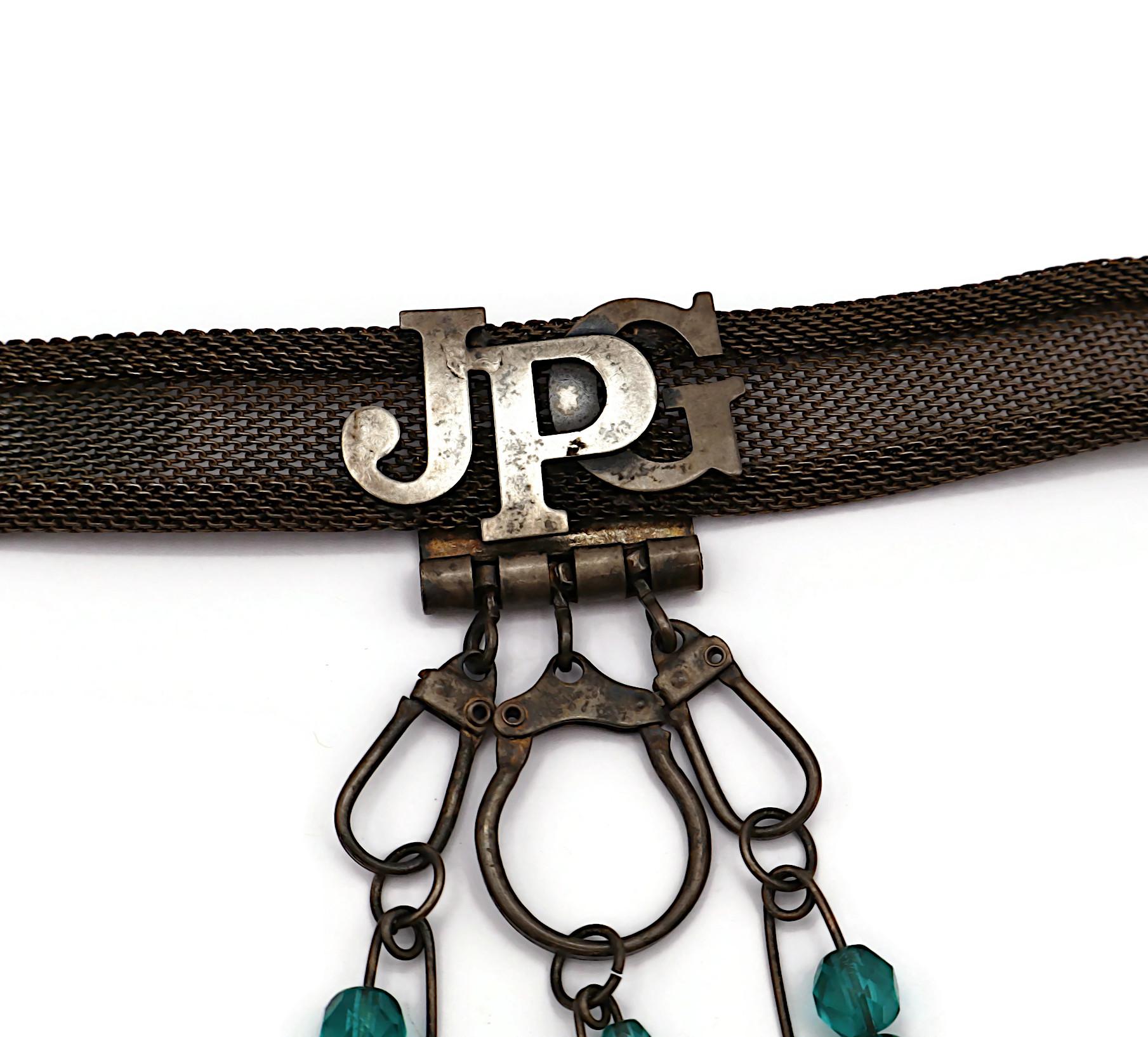 JEAN PAUL GAULTIER (Zugeschrieben) Vintage Choker-Halskette aus oxidiertem Metallgeflecht im Angebot 3