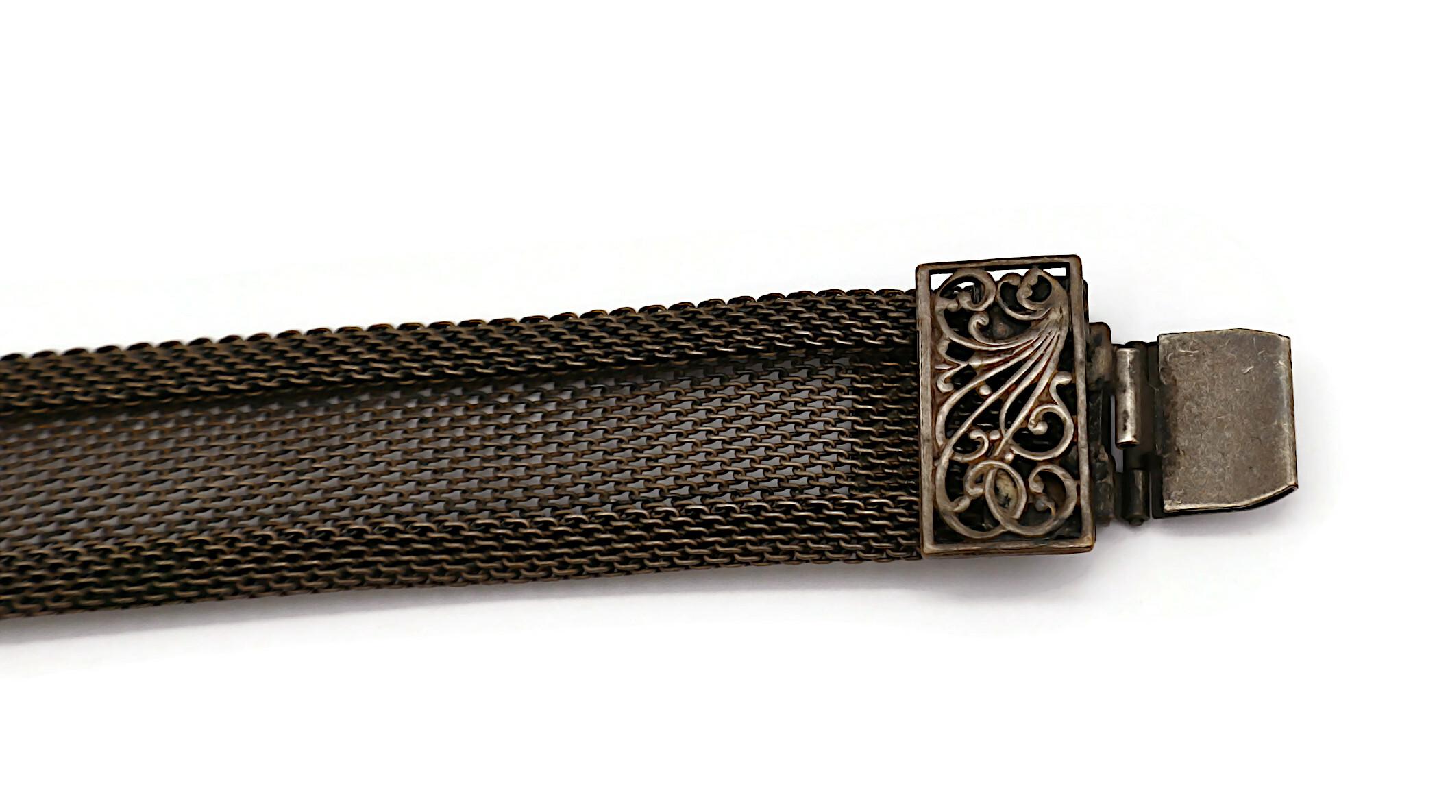 JEAN PAUL GAULTIER (Zugeschrieben) Vintage Choker-Halskette aus oxidiertem Metallgeflecht im Angebot 6