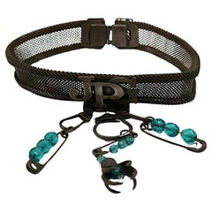 JEAN PAUL GAULTIER (Attributed To) Vintage Oxidized Metal Mesh Choker Necklace