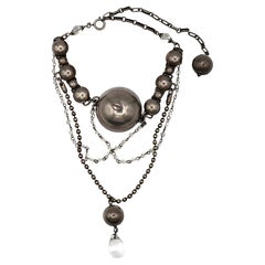 JEAN PAUL GAULTIER Collar vintage en tono plateado oxidado