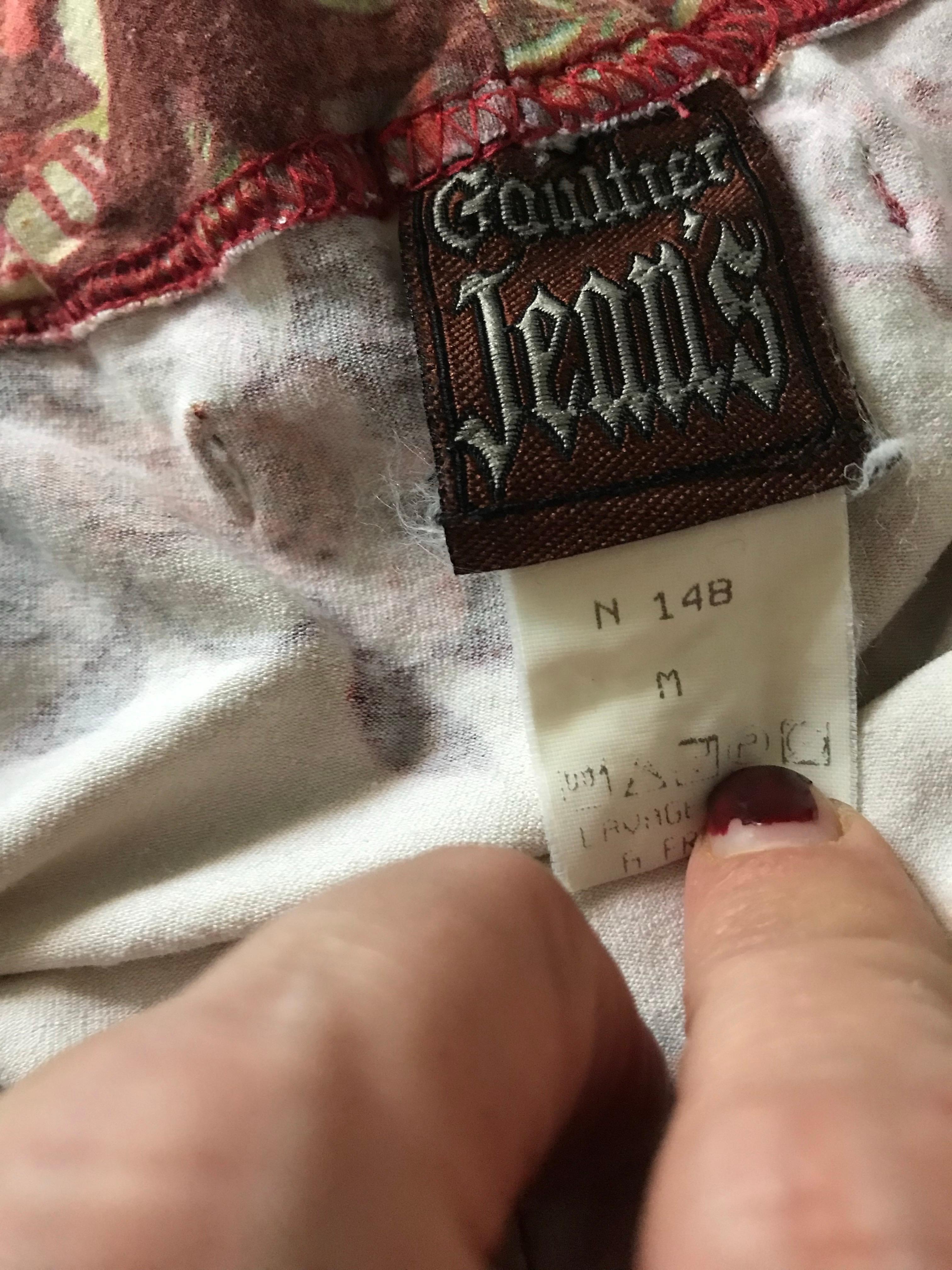 Marron JEAN PAUL GAULTIER Pantalon vintage à motifs japonais. en vente