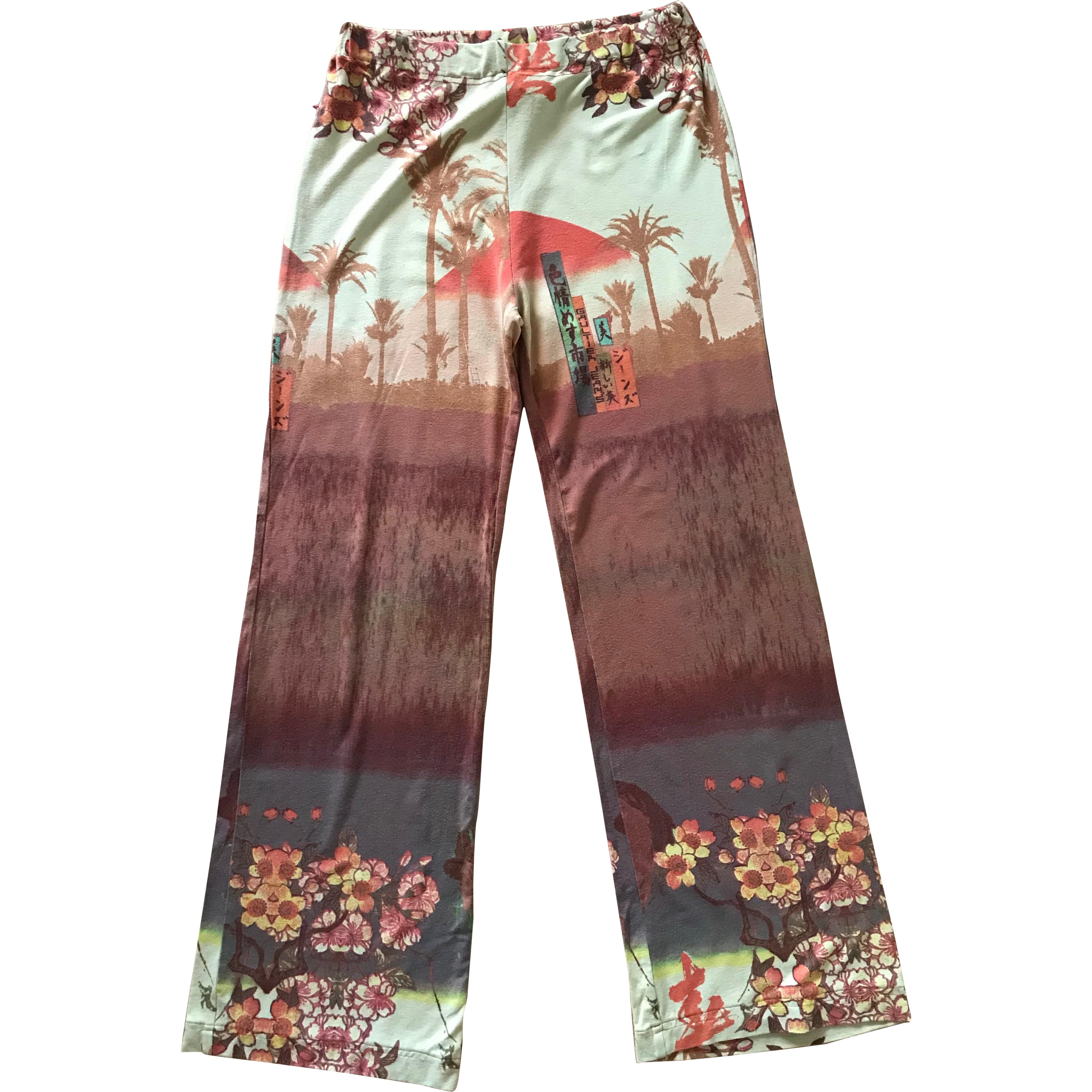 JEAN PAUL GAULTIER Pantaloni vintage con motivi giapponesi.