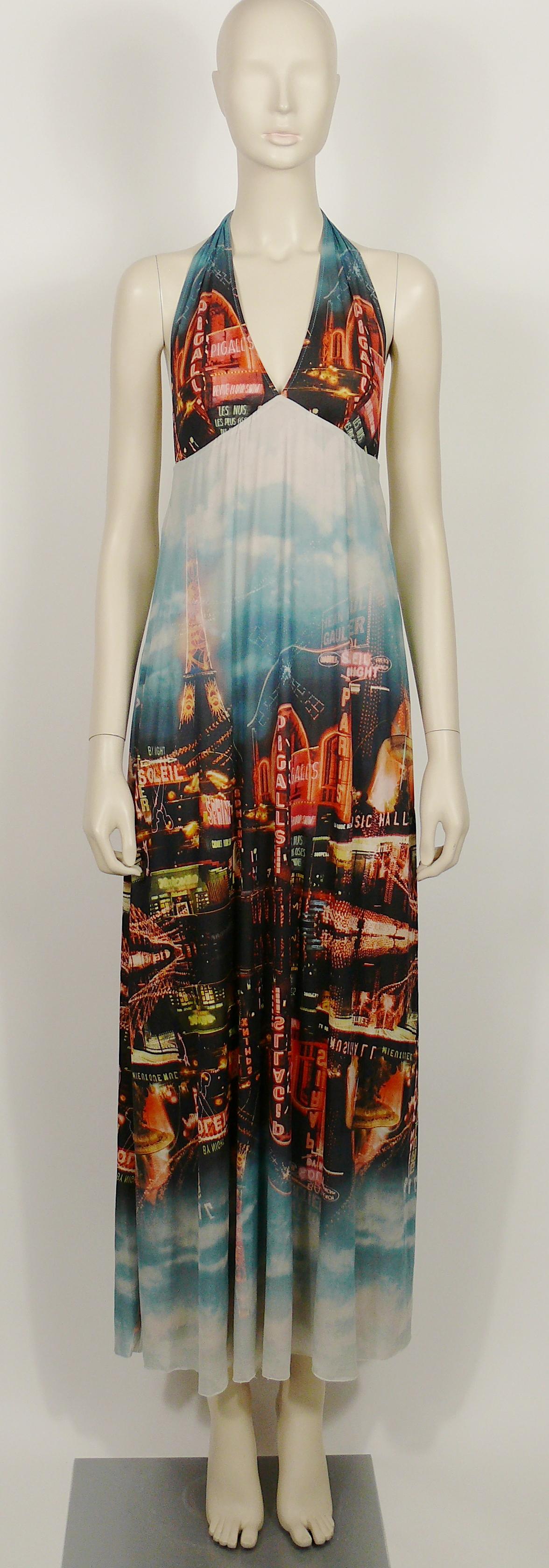 Jean Paul Gaultier Vintage Paris by Night Cabarets Halter Dress Size M In Good Condition In Nice, FR