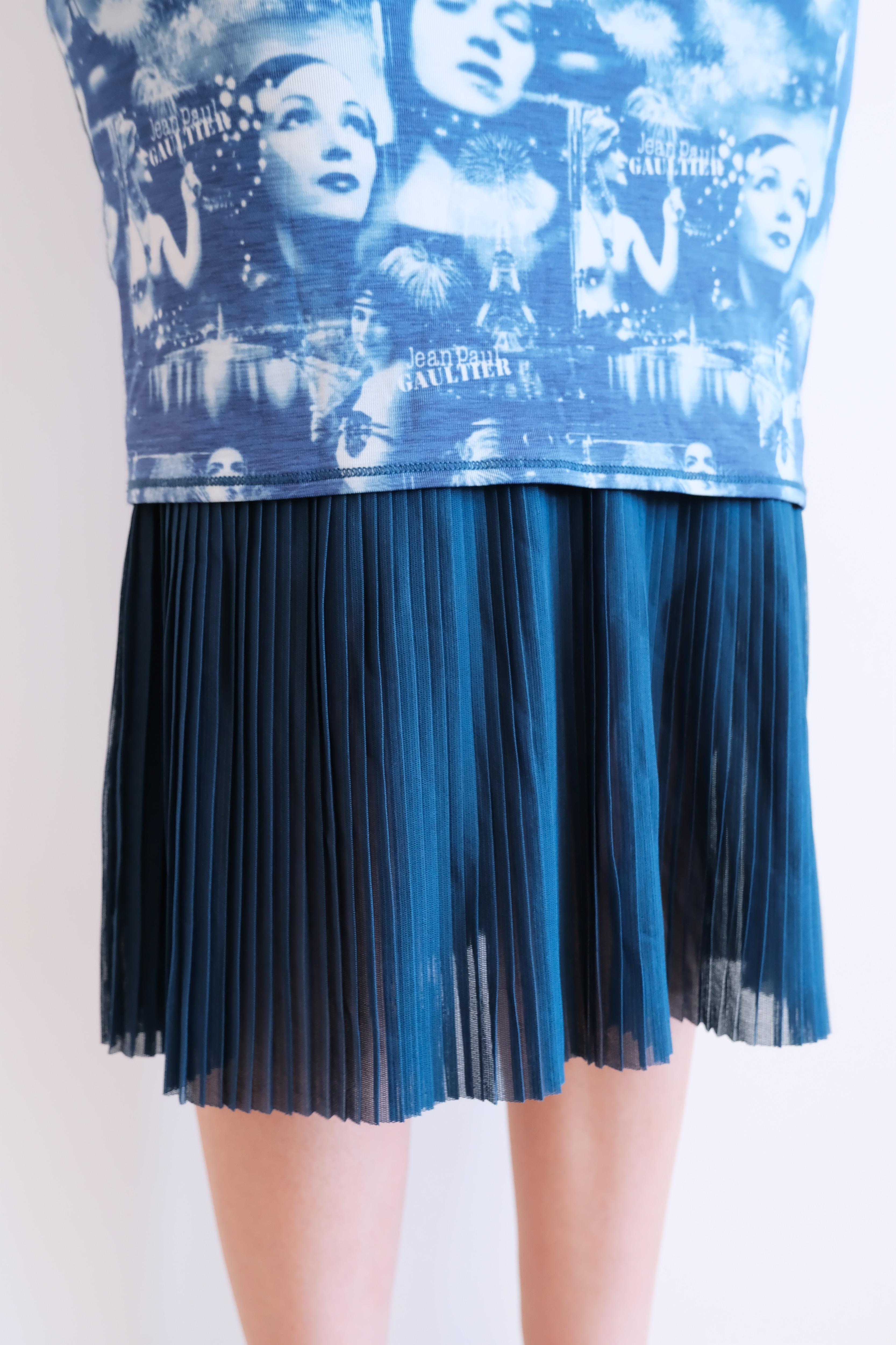 Jean Paul Gaultier Vintage Parisian Print Pleated Hem Skirt 1