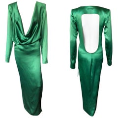 Jean Paul Gaultier Vintage Plunging Neckline Cutout Back Evening Dress Gown 