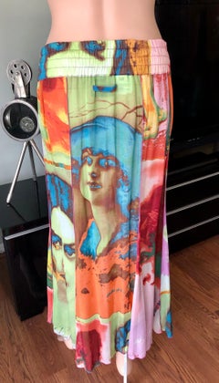 Jean Paul Gaultier S/S 2002 Vintage Portrait Face Print Maxi Skirt