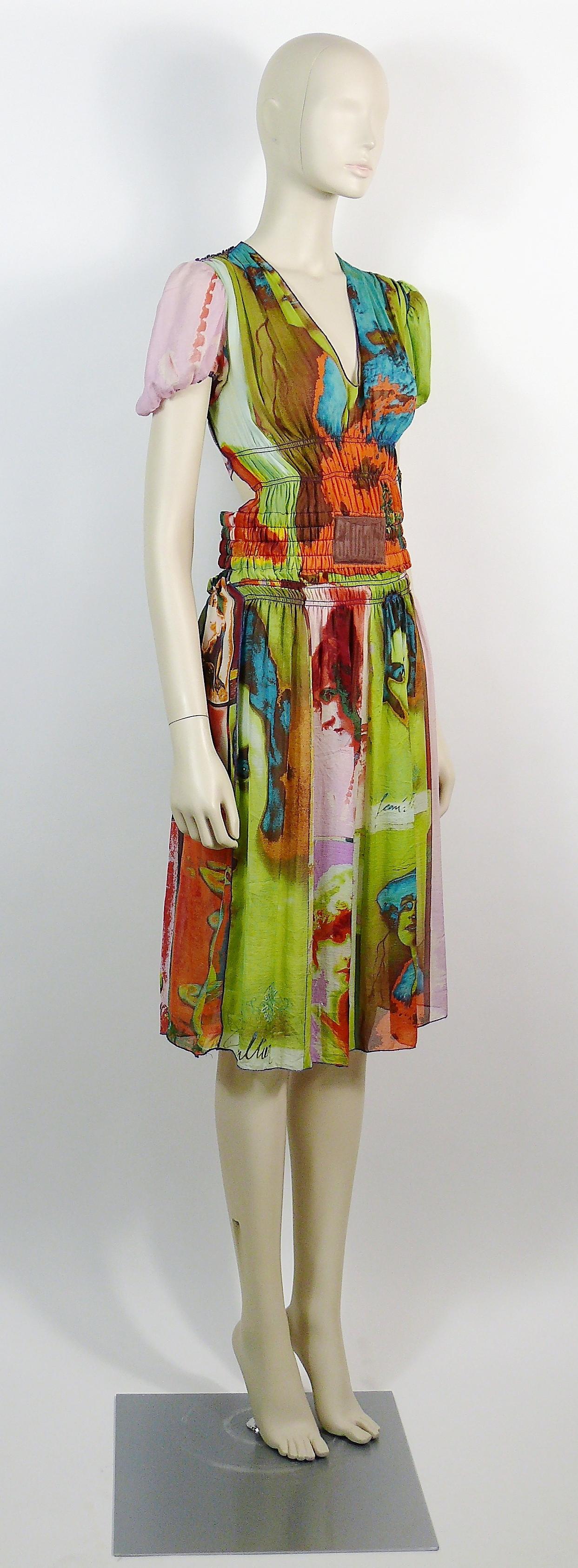 JEAN PAUL GAULTIER vintage portrait photo print dress.

This dress features :
- Lightweight voile fabric featuring a multicolored retro portait photo pring with JEAN PAUL GAULTIER signature.
- Wide elasticated waist line with a large GAULTIER patch