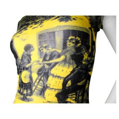 Jean Paul Gaultier Vintage Print Mesh Sleeveless Turtleneck Top circa 1990s