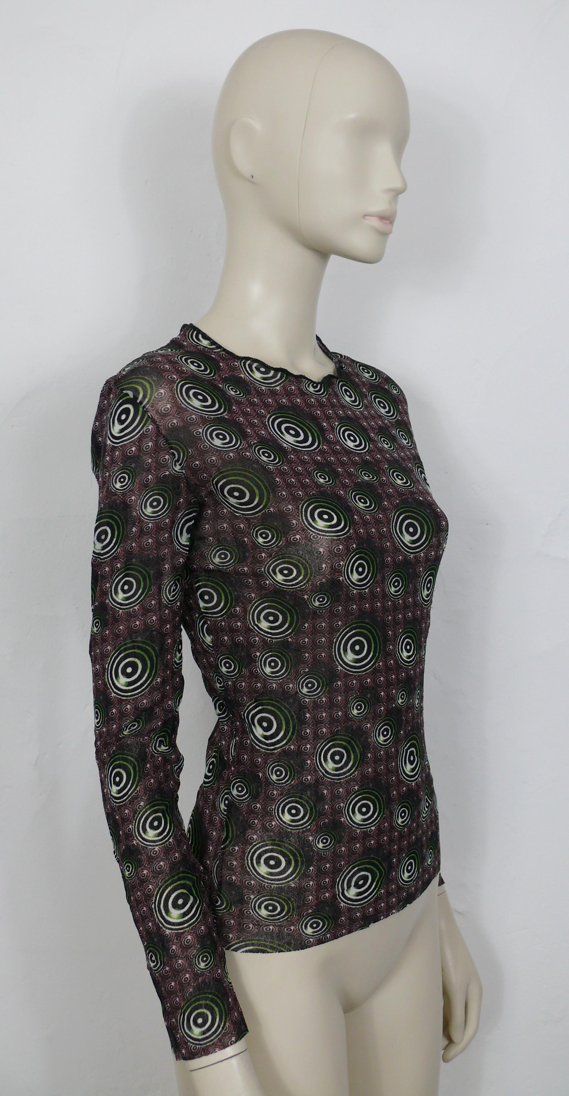 Jean Paul Gaultier Vintage Psychedelic Circles Fuzzi Mesh Top Size L In Good Condition In Nice, FR
