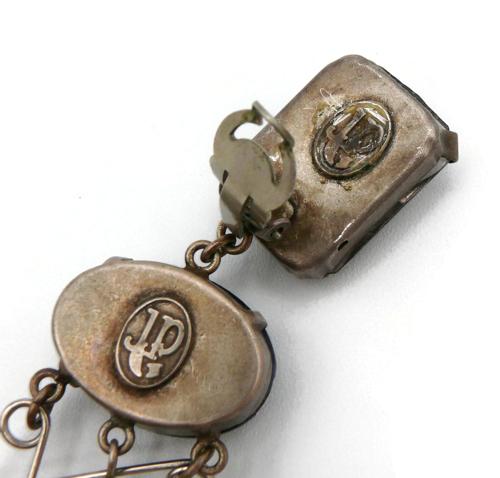 JEAN PAUL GAULTIER Vintage Punk Safety Pin Shoulder Duster Dangling Earrings For Sale 3