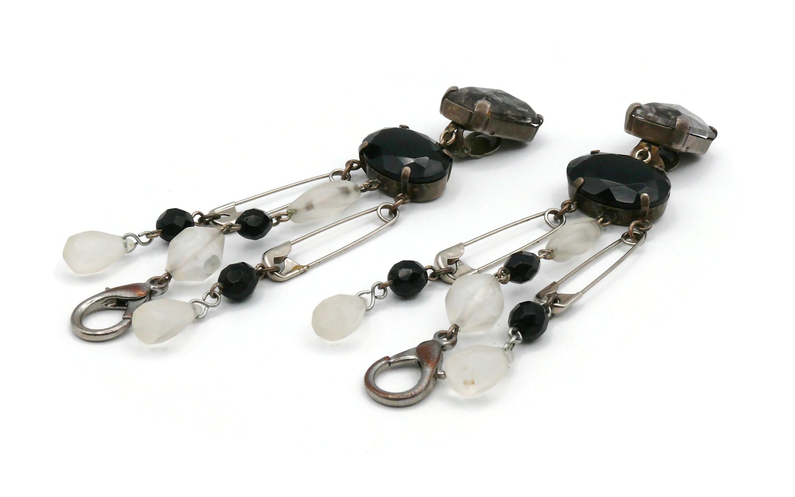 Women's Jean Paul Gaultier Vintage Punk Safety Pin Shoulder Duster Dangling Earrings For Sale