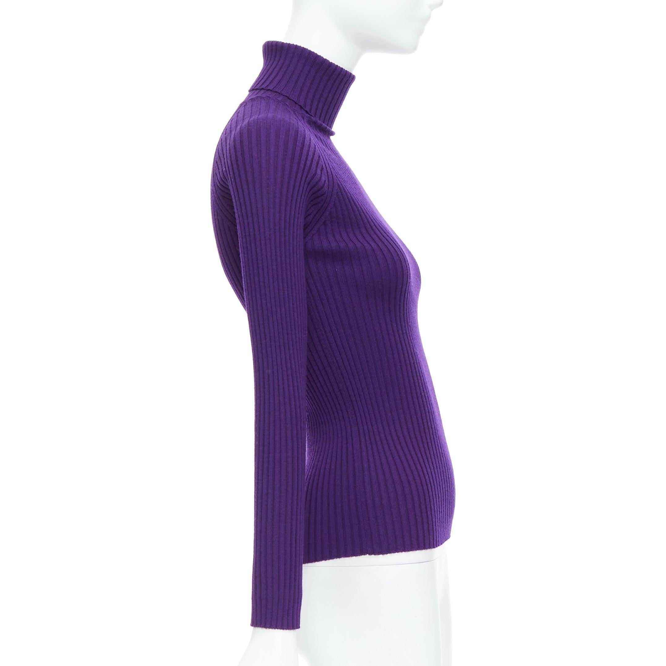 JEAN PAUL GAULTIER Vintage purple black lace up hem turtleneck sweater S In Excellent Condition In Hong Kong, NT