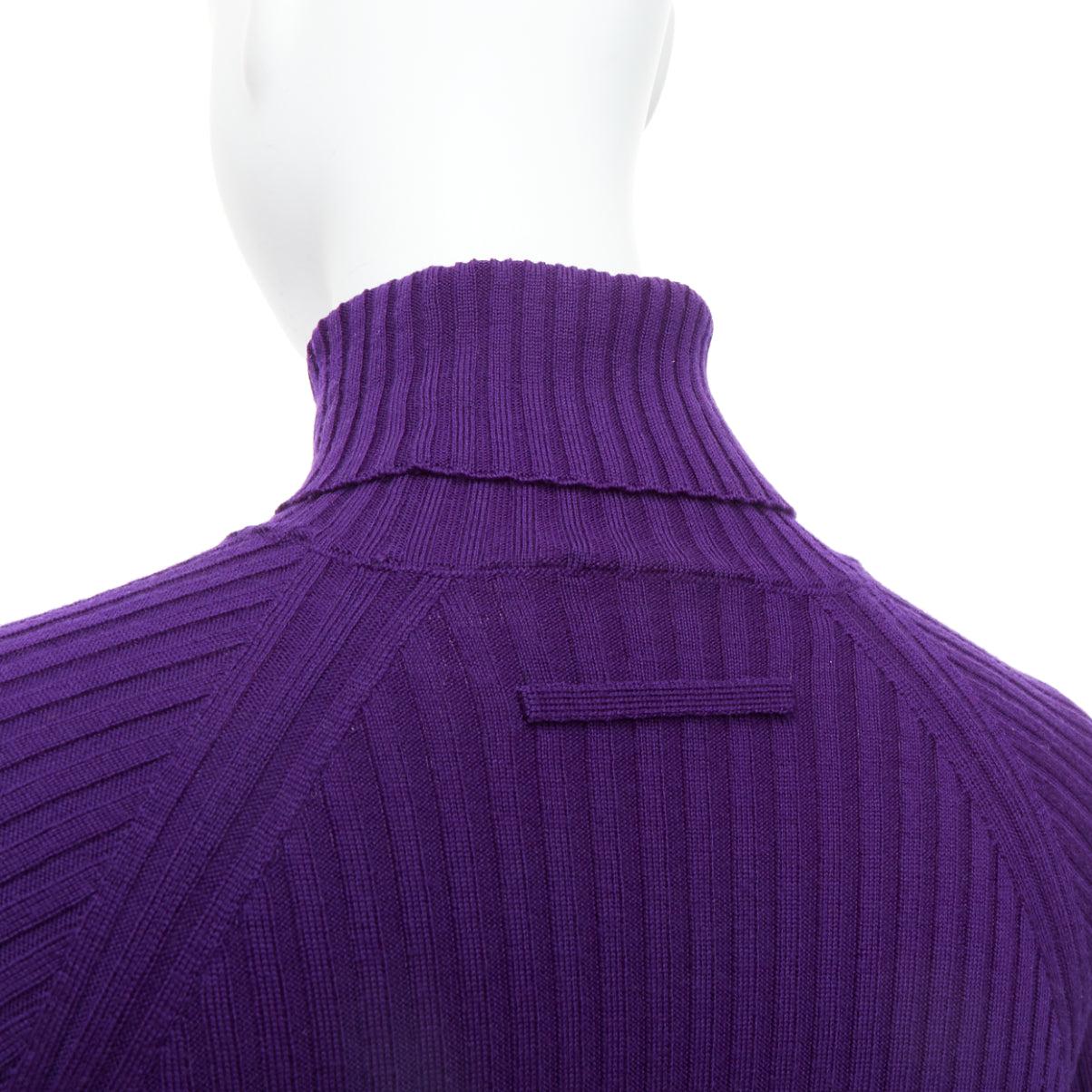 JEAN PAUL GAULTIER Vintage purple black lace up hem turtleneck sweater S 2