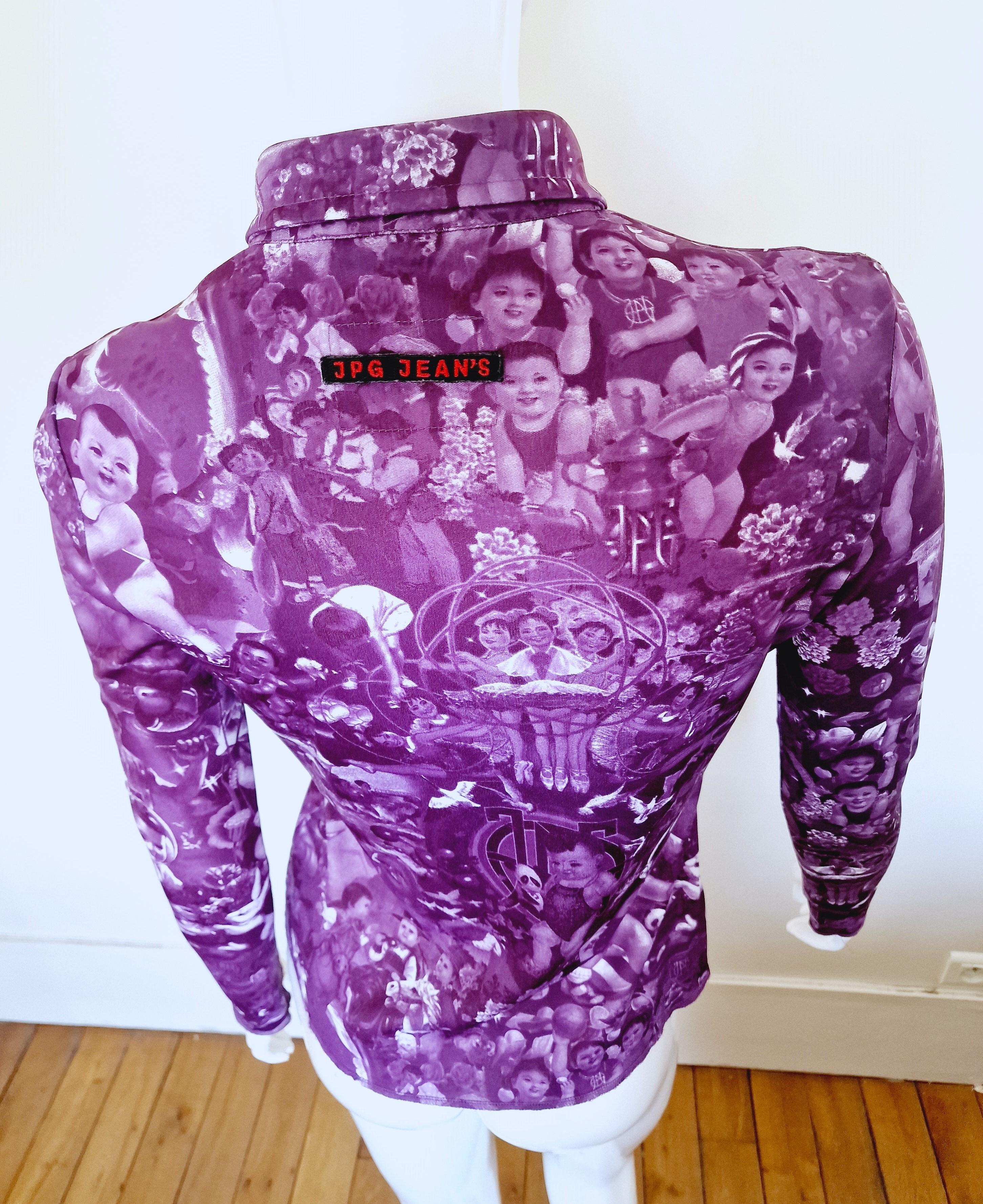 Jean Paul Gaultier Vintage Purple Chinese Children Baby Propagada Top Tee Shirt For Sale 6