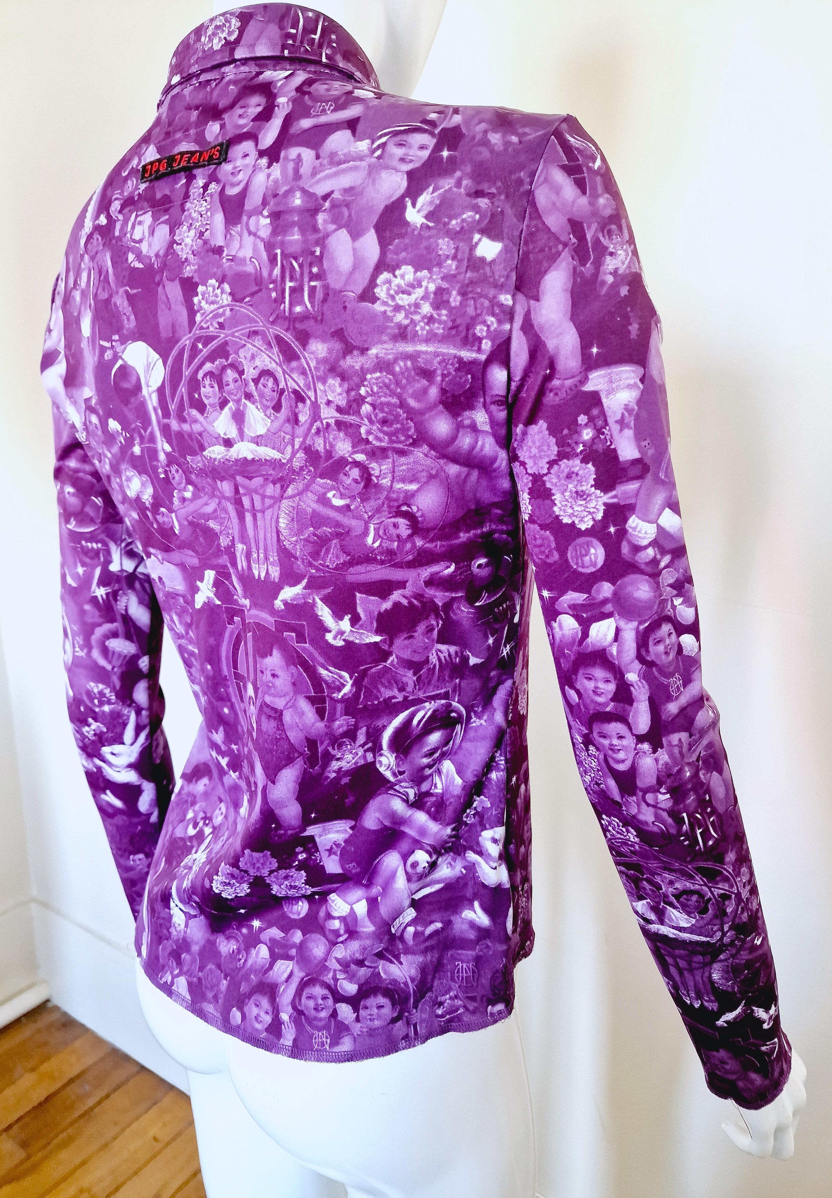 Jean Paul Gaultier Vintage Purple Chinese Children Baby Propagada Top Tee Shirt For Sale 7