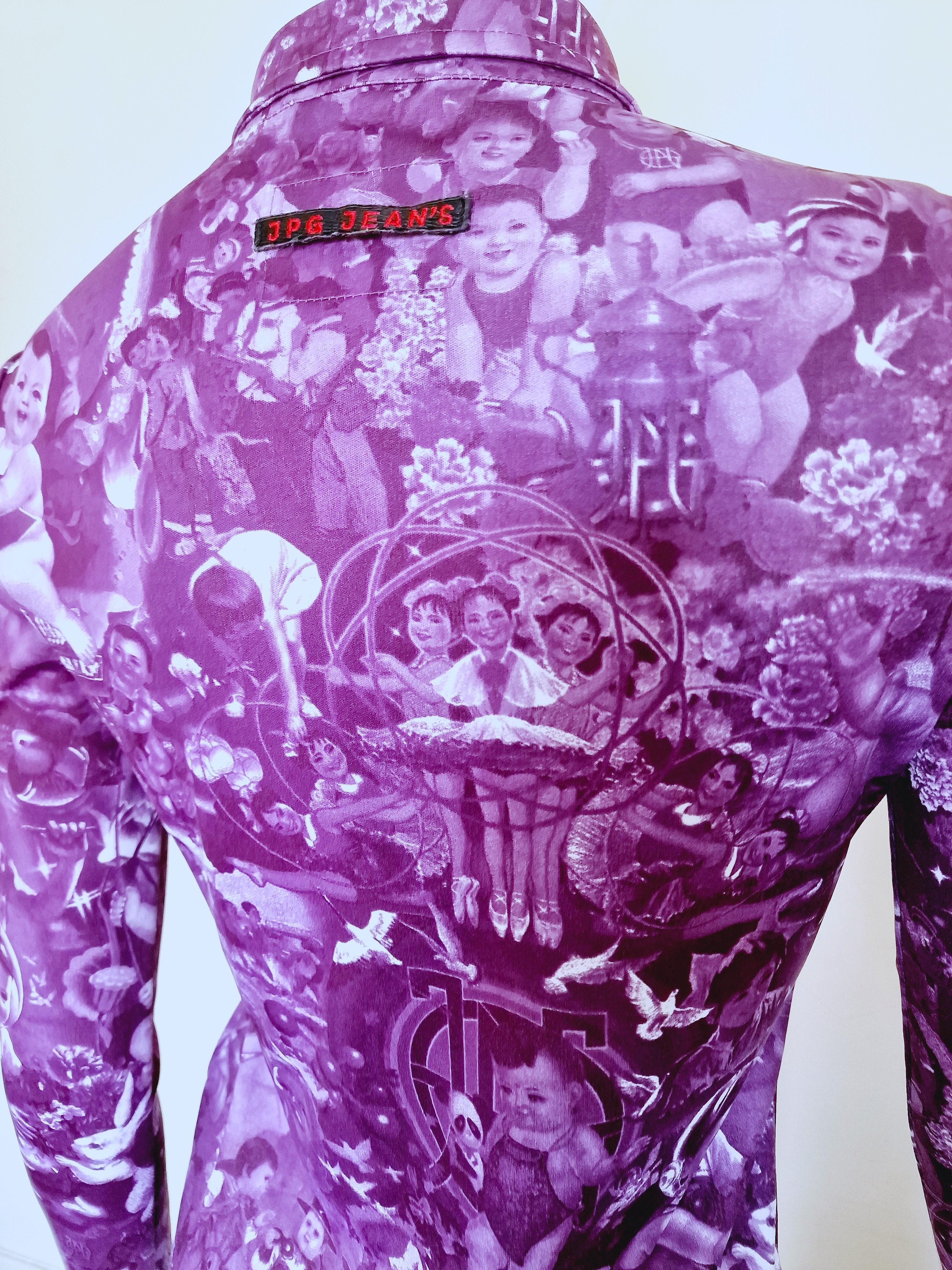 Jean Paul Gaultier Vintage Purple Chinese Children Baby Propagada Top Tee Shirt For Sale 8