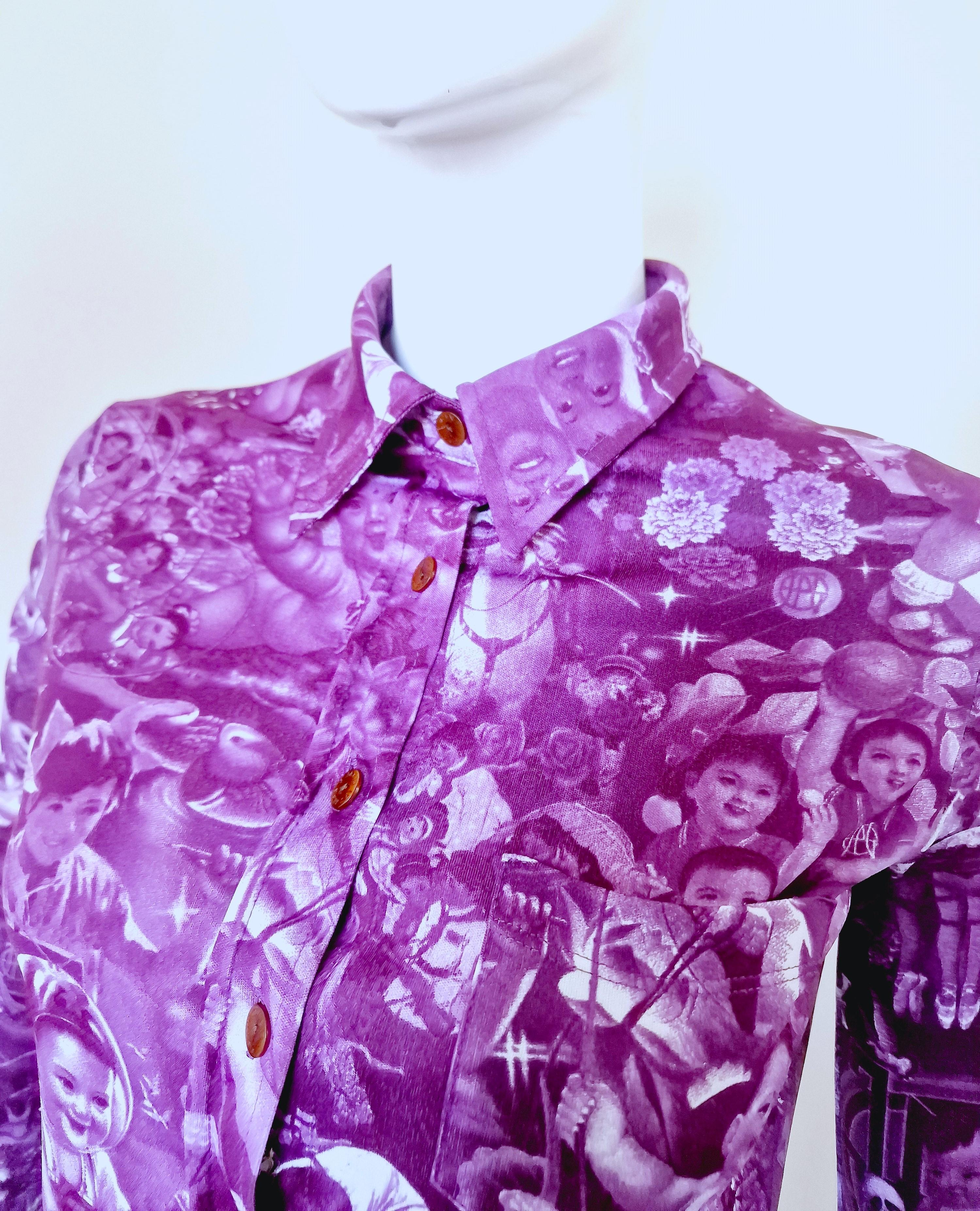 Women's Jean Paul Gaultier Vintage Purple Chinese Children Baby Propagada Top Tee Shirt For Sale