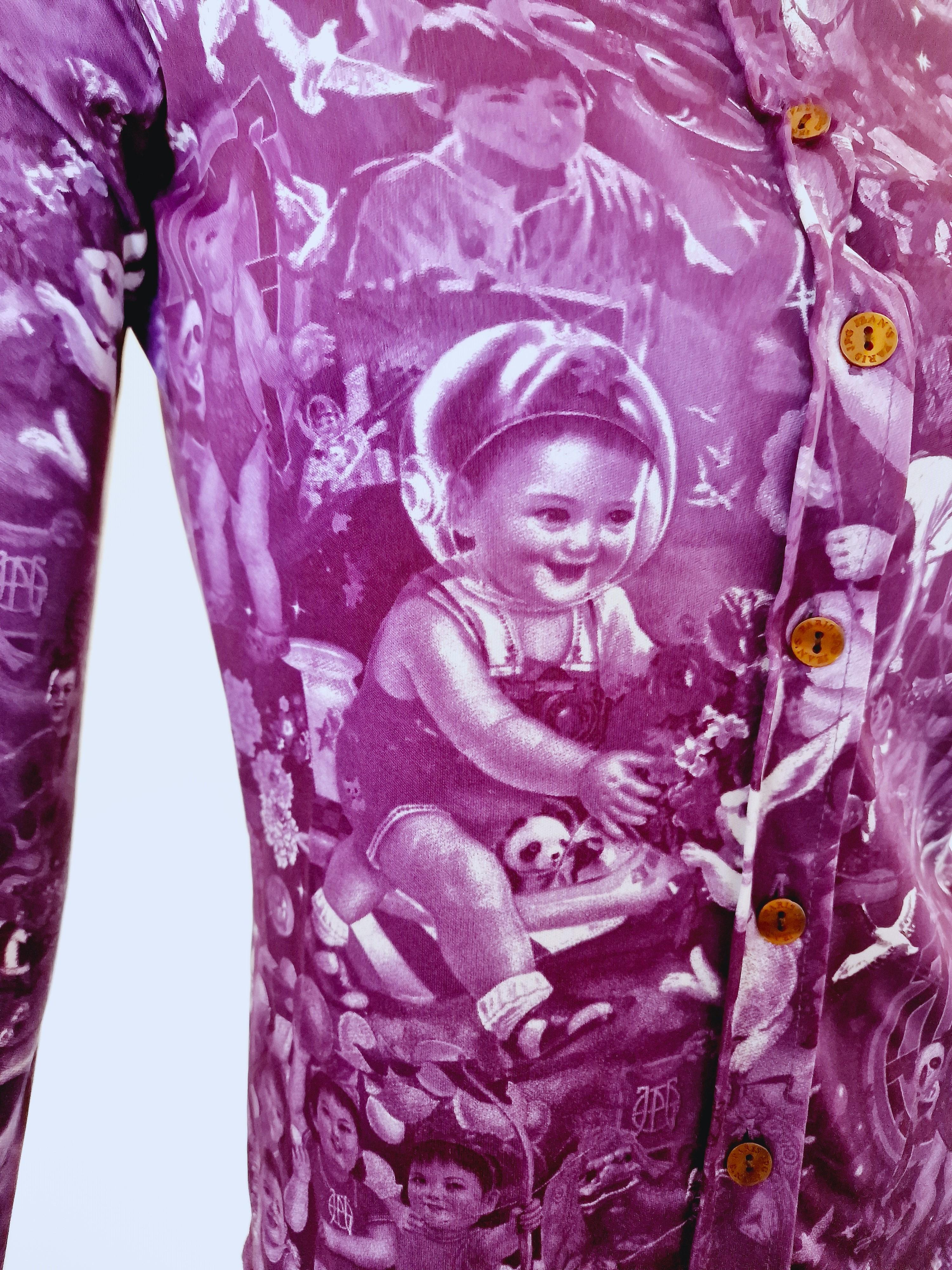 Jean Paul Gaultier Vintage Purple Chinese Children Baby Propagada Top Tee Shirt For Sale 2