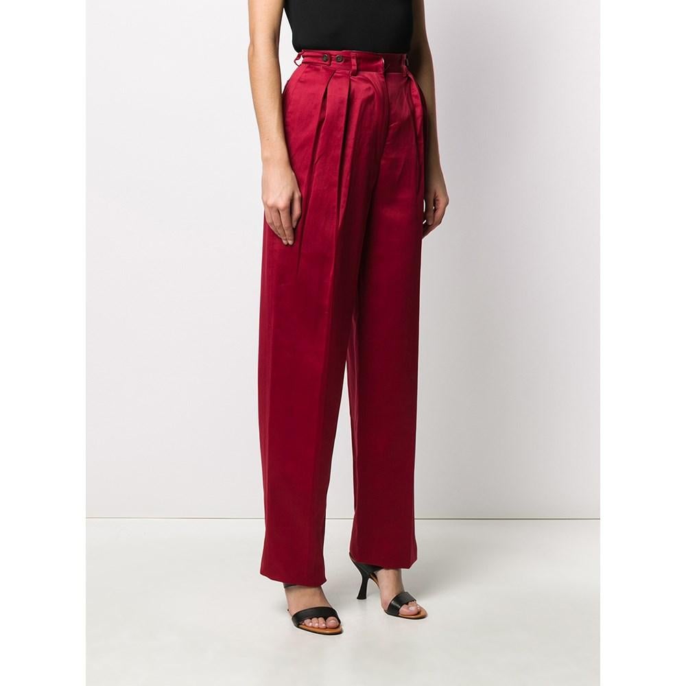 Jean Paul Gaultier Vintage red iridescent cotton 90s trousers In Excellent Condition In Lugo (RA), IT